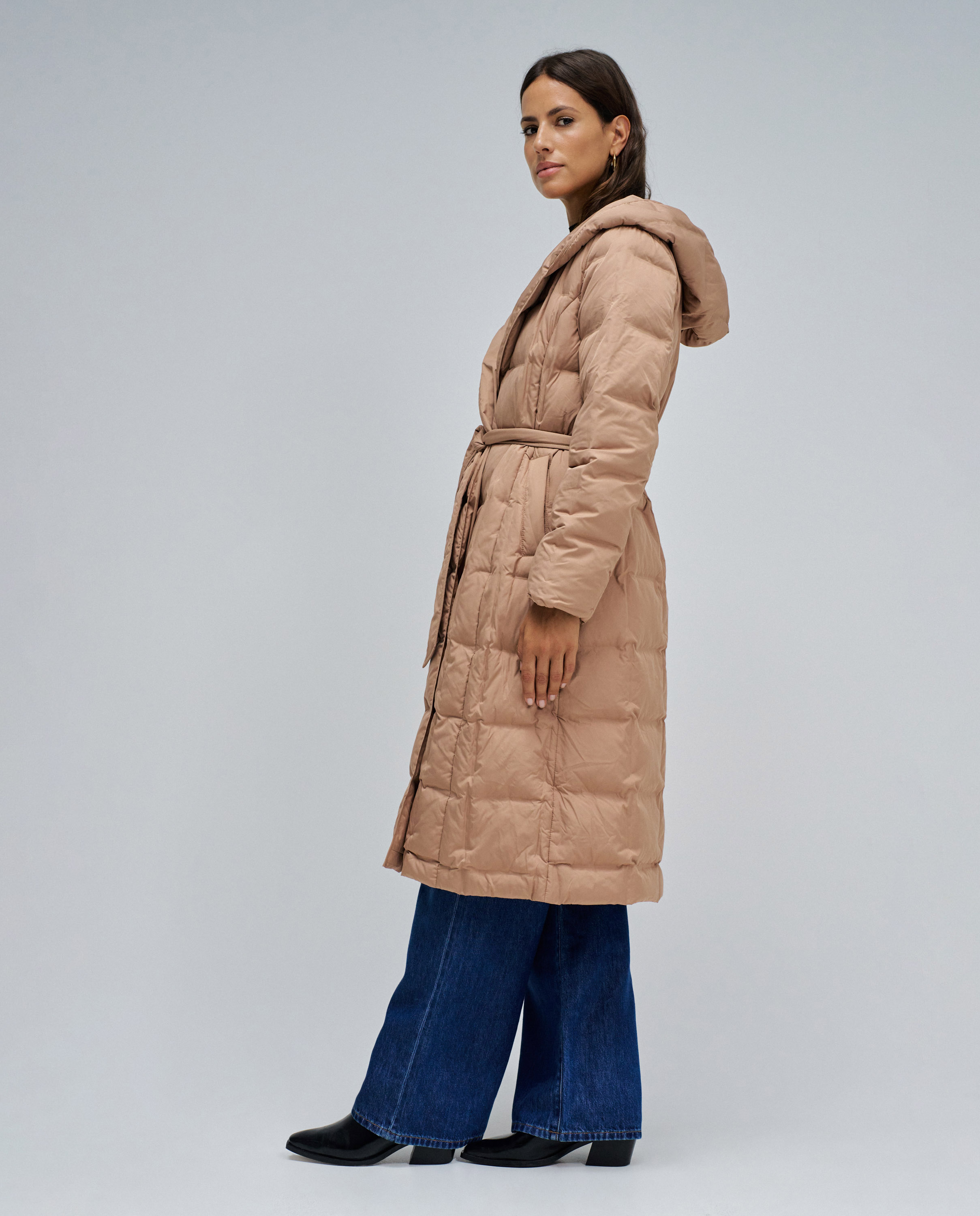 Sobretudo Acolchoado Comprido Natural-2