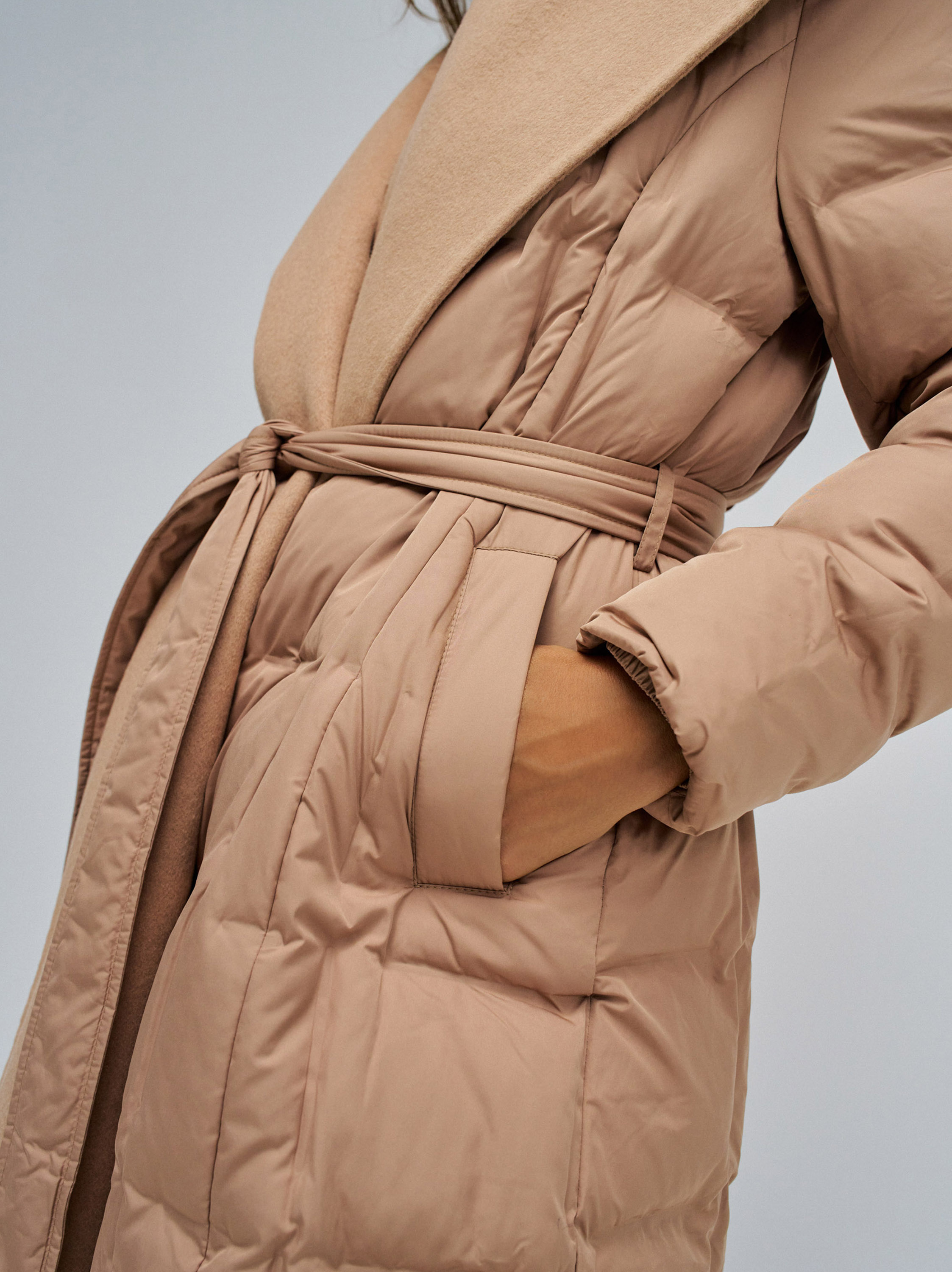 Sobretudo Acolchoado Comprido Natural-4