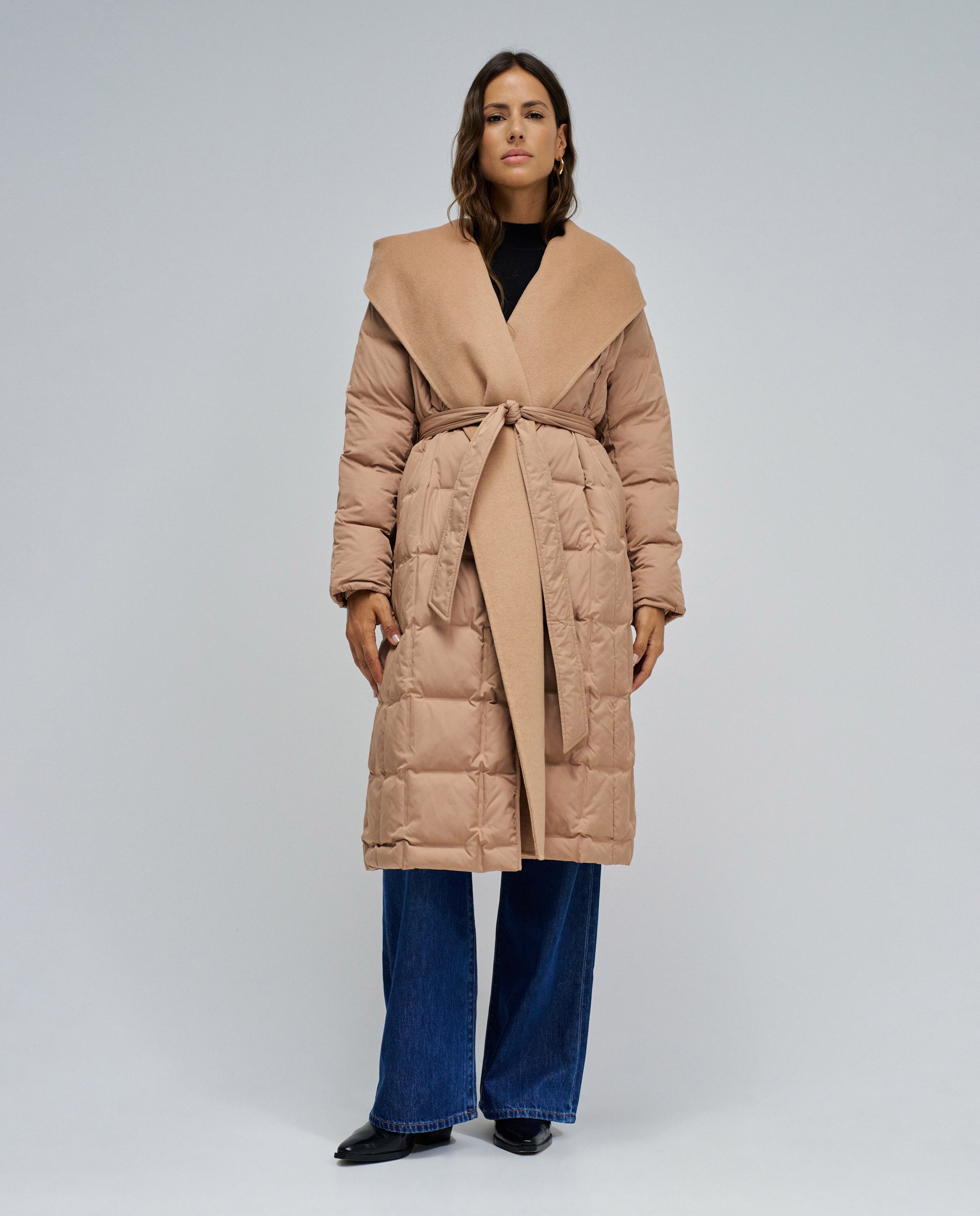 Sobretudo Acolchoado Comprido Natural-5