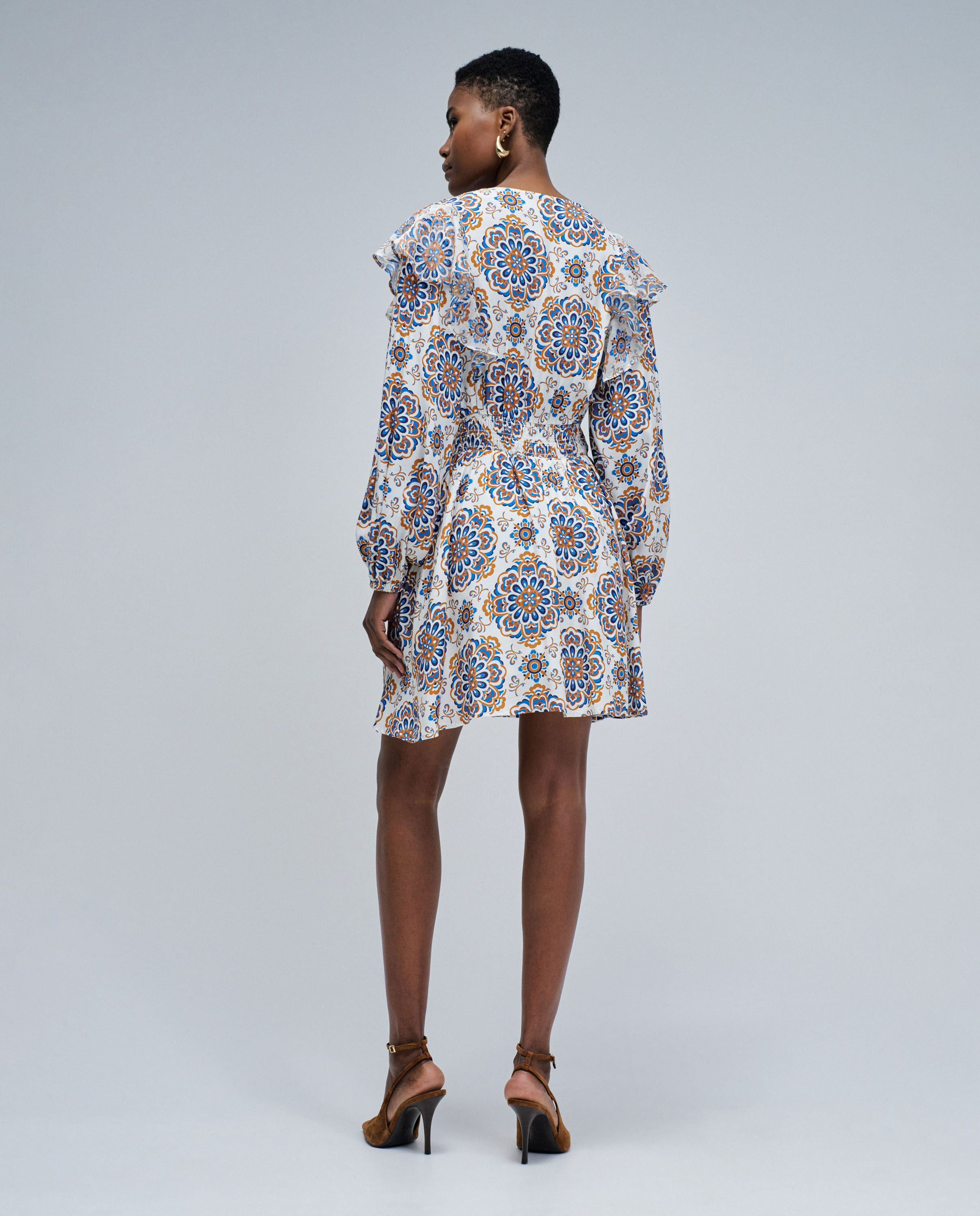 Vestido Curto com Estampado Cru-3