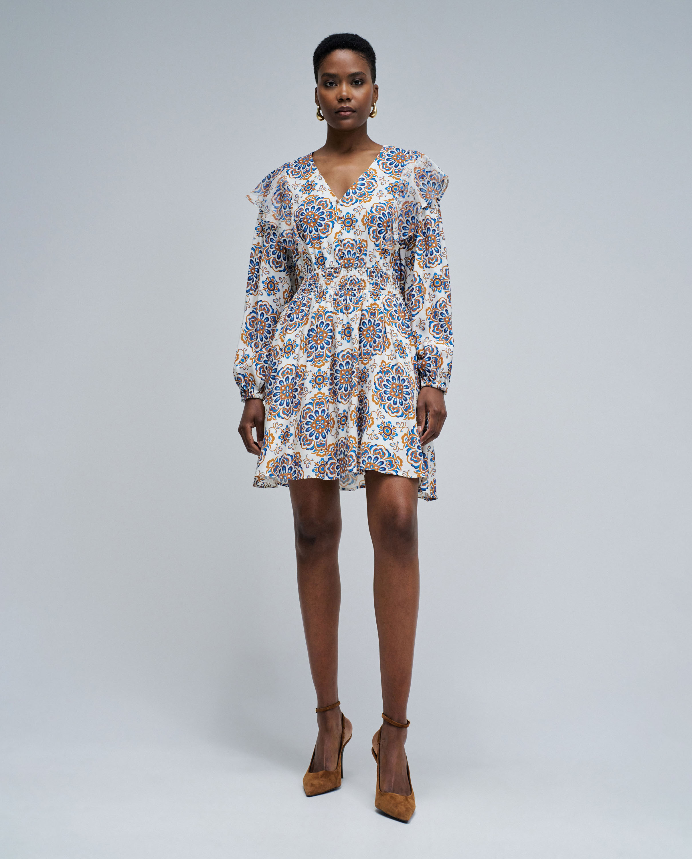 Vestido Curto com Estampado Cru-5