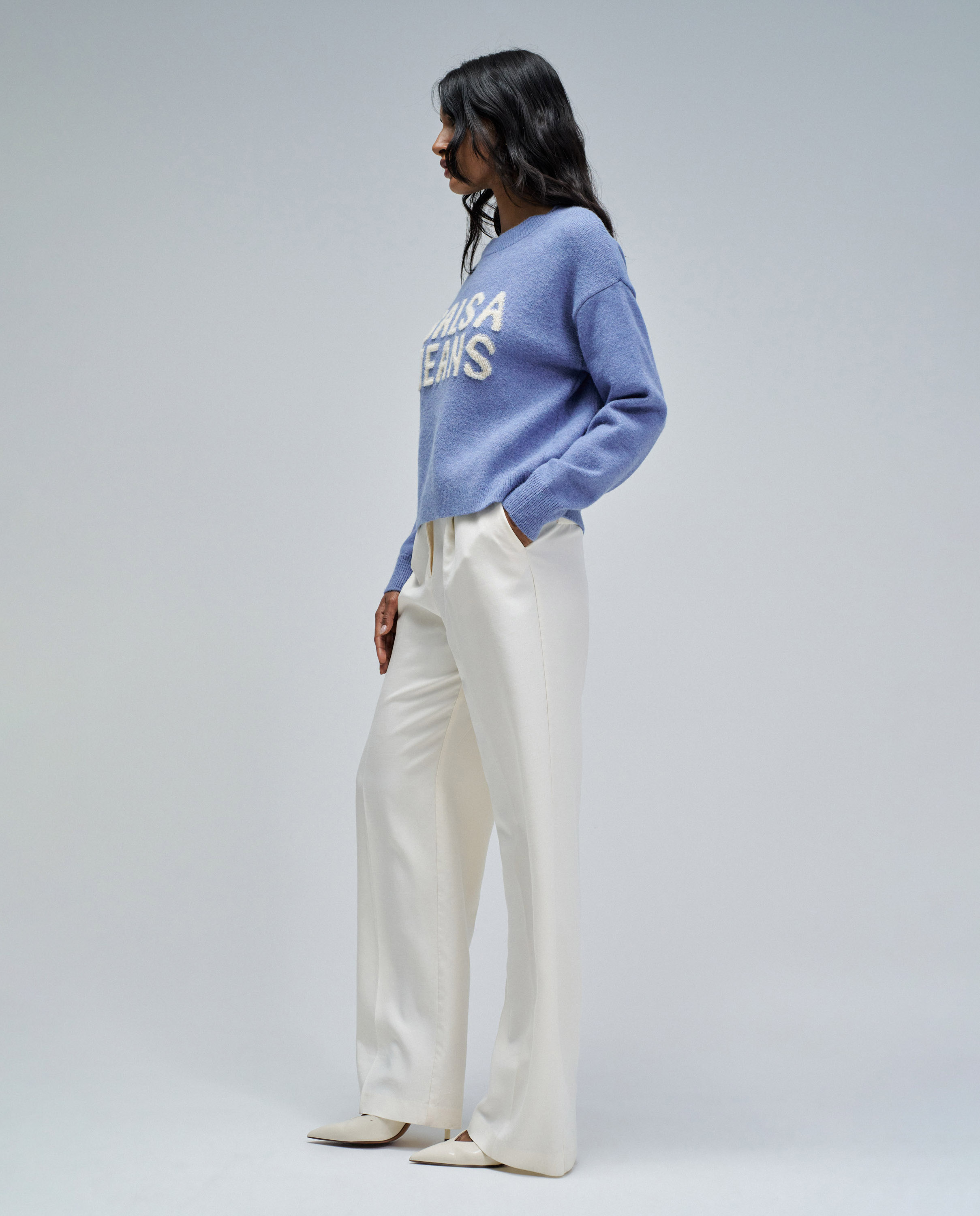 Camisola de Malha com Branding Azul-2