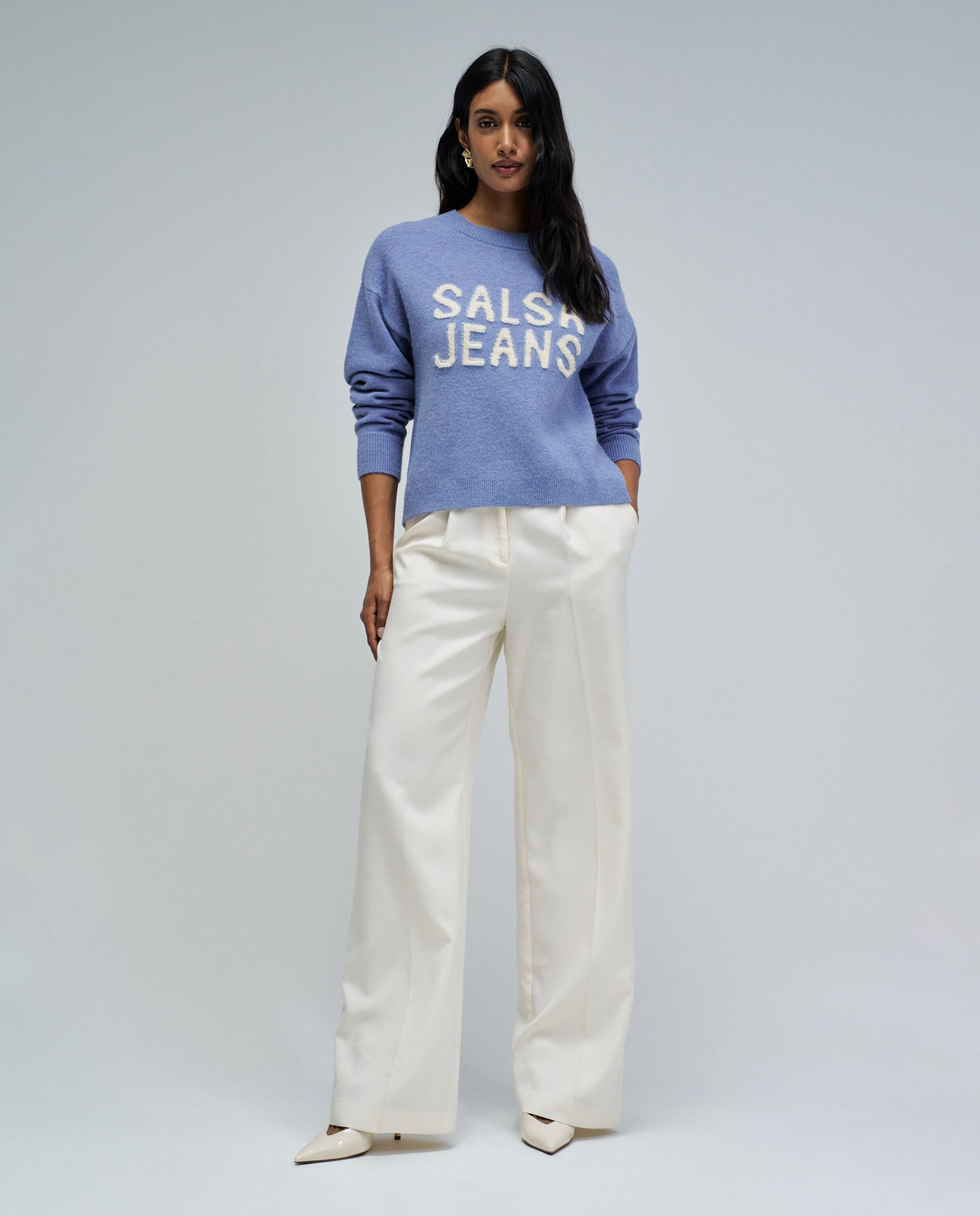 Camisola de Malha com Branding Azul-5