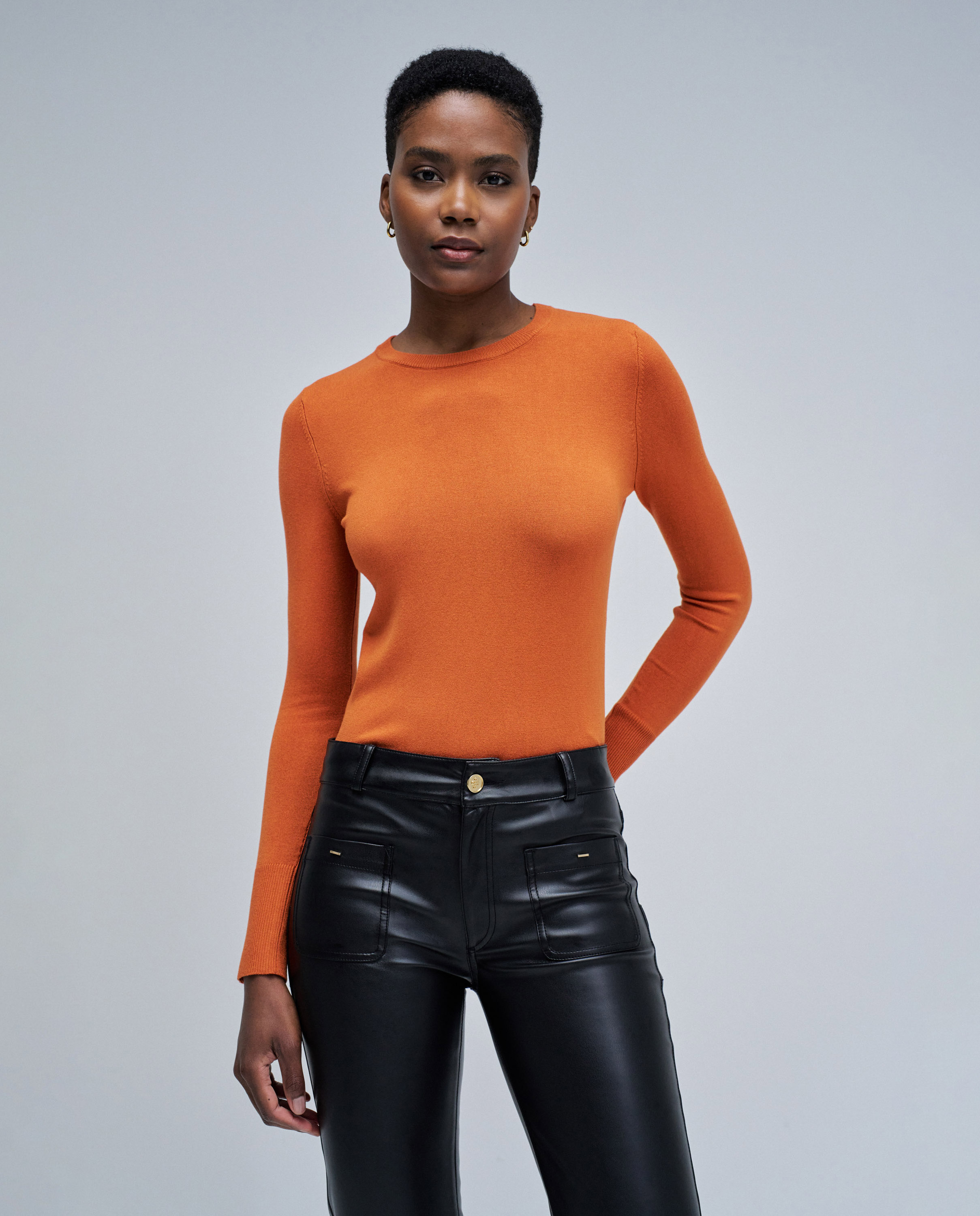 Camisola de Malha Básica Laranja-1