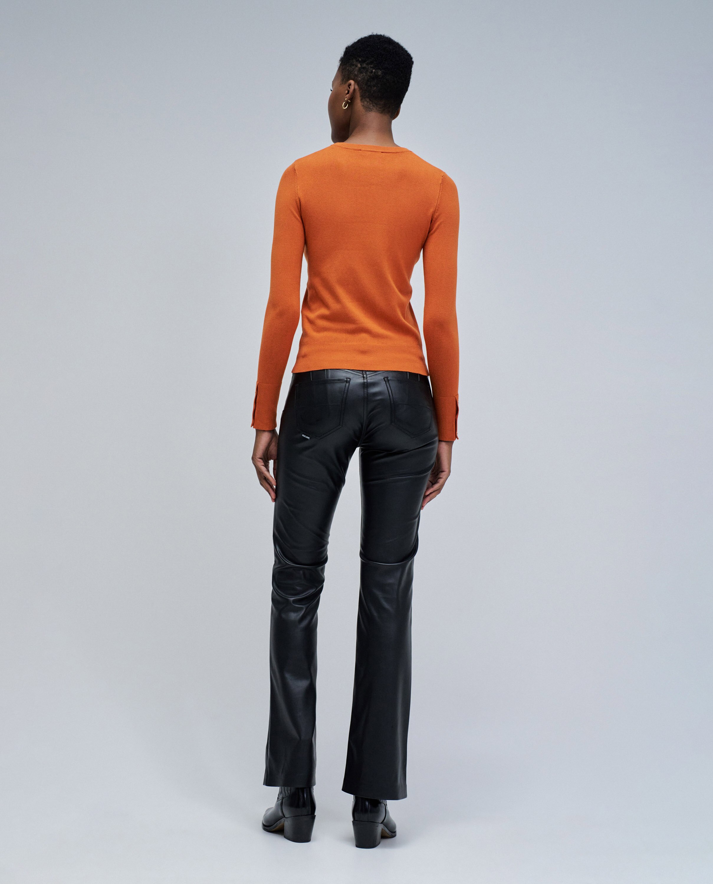 Camisola de Malha Básica Laranja-3