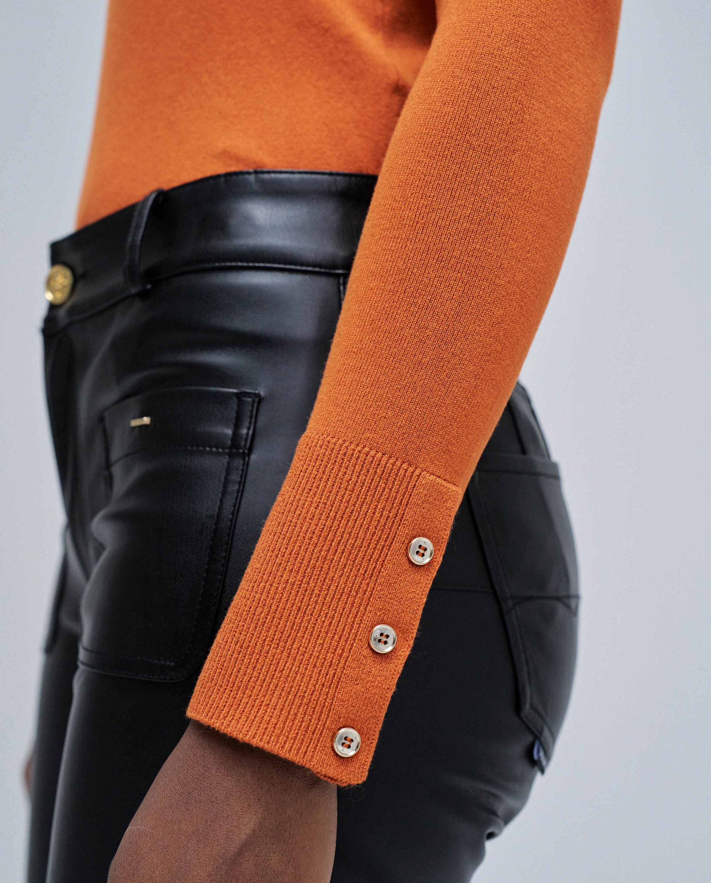 Camisola de Malha Básica Laranja-4