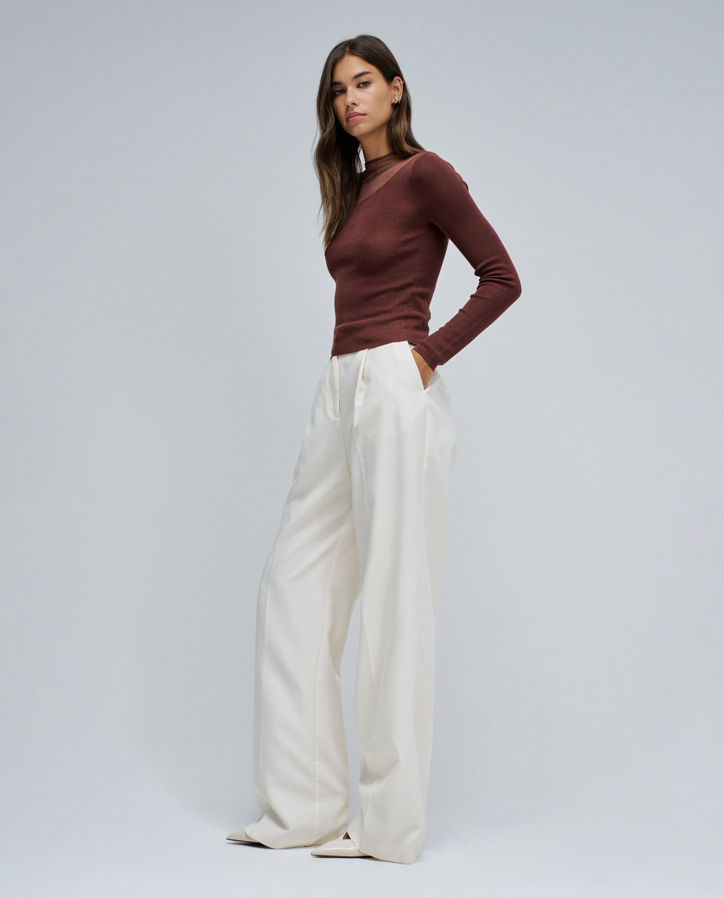 Camisola com Transparência Camel-2