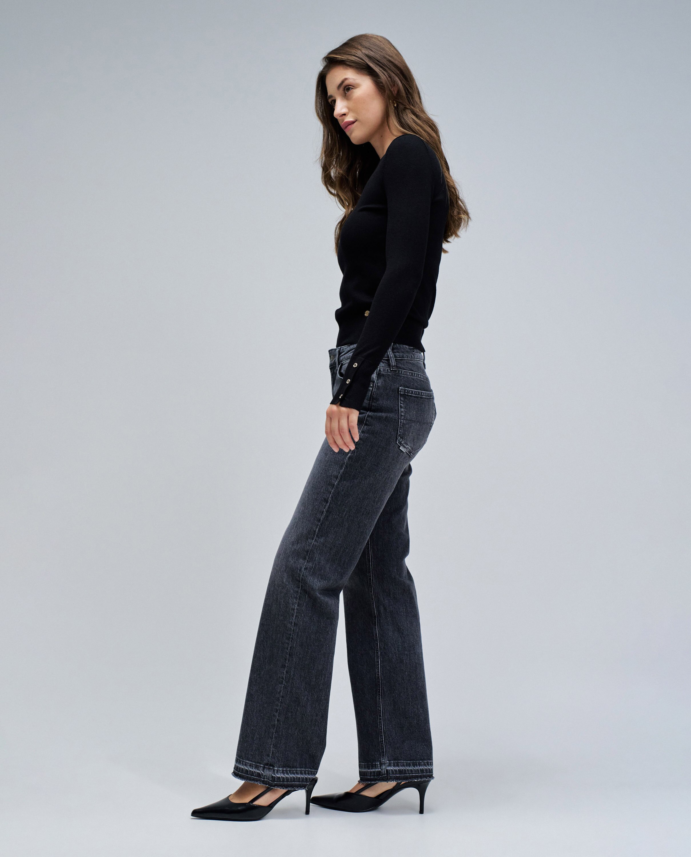 Jeans Low Rise Straight Preto-2