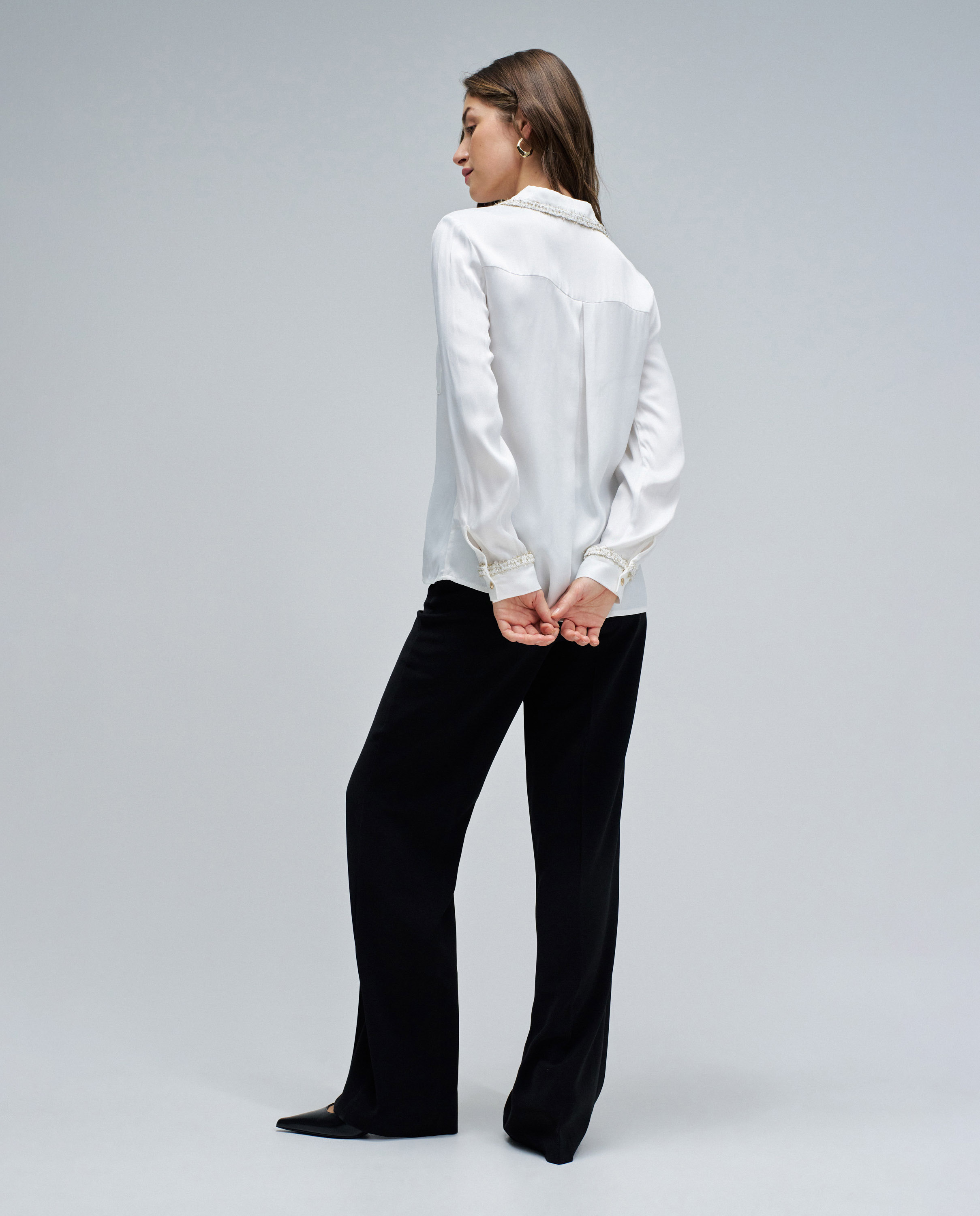 Camisa de Cetim em Tweed Natural-3