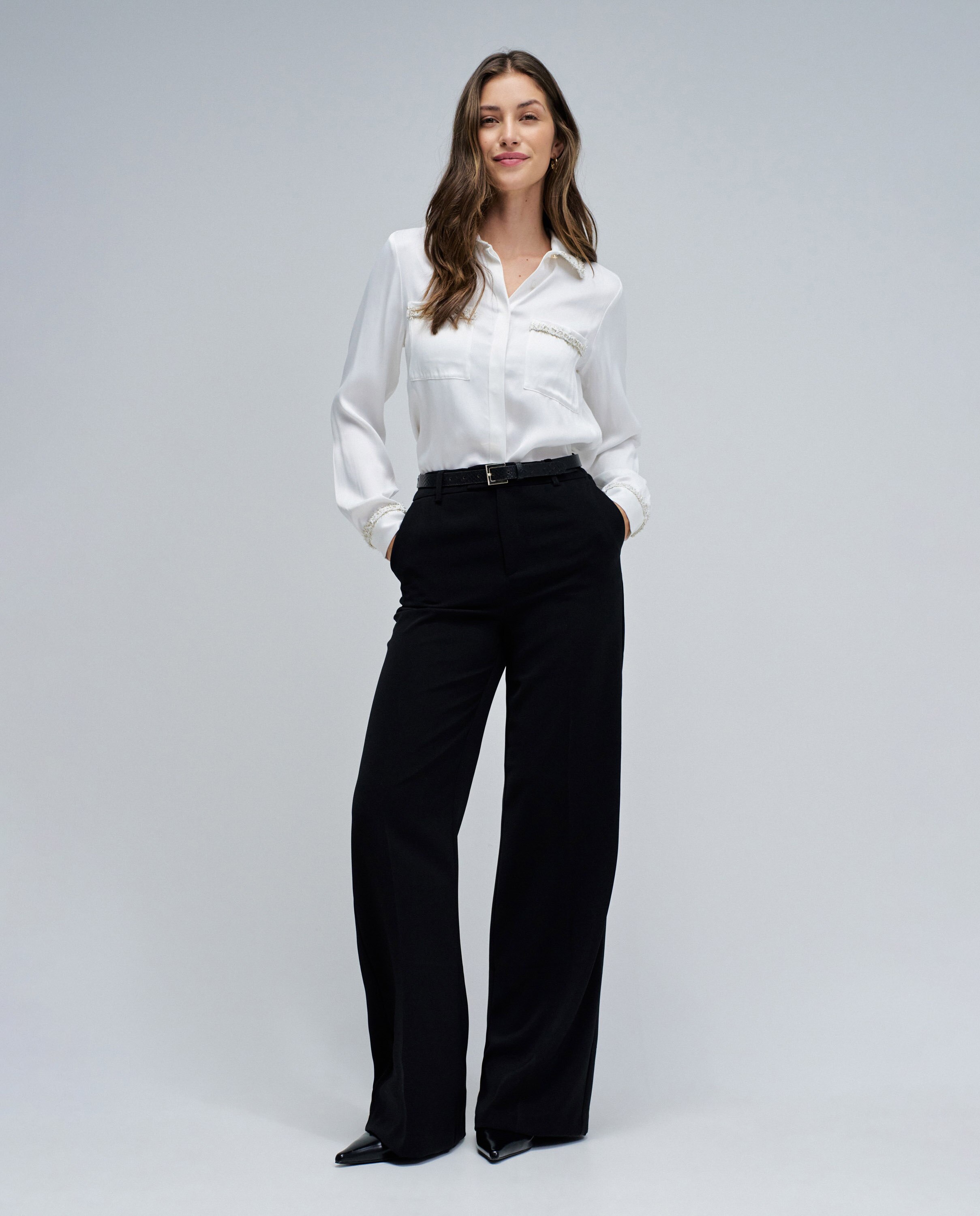 Camisa de Cetim em Tweed Natural-5