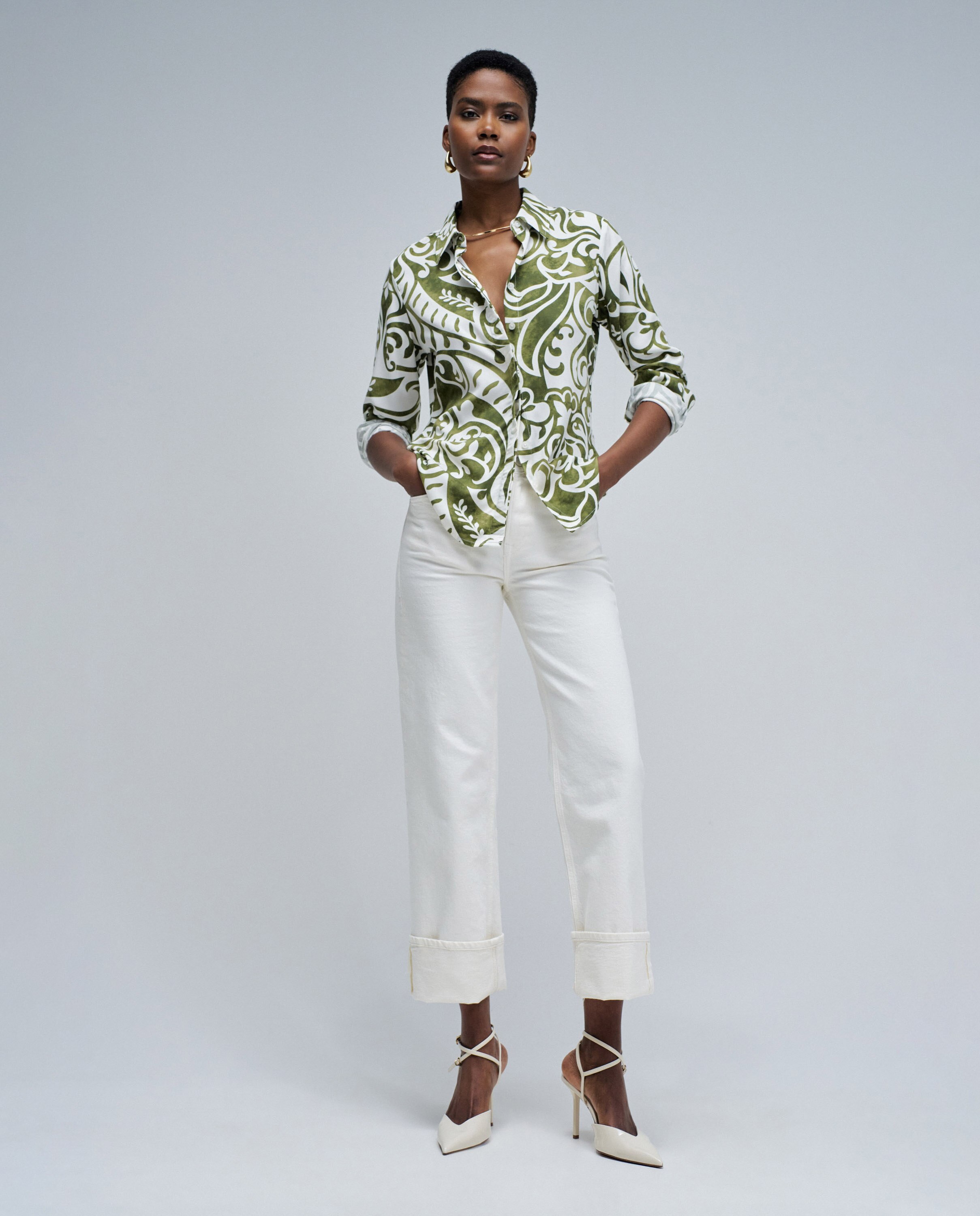 Camisa com Estampado Verde-5