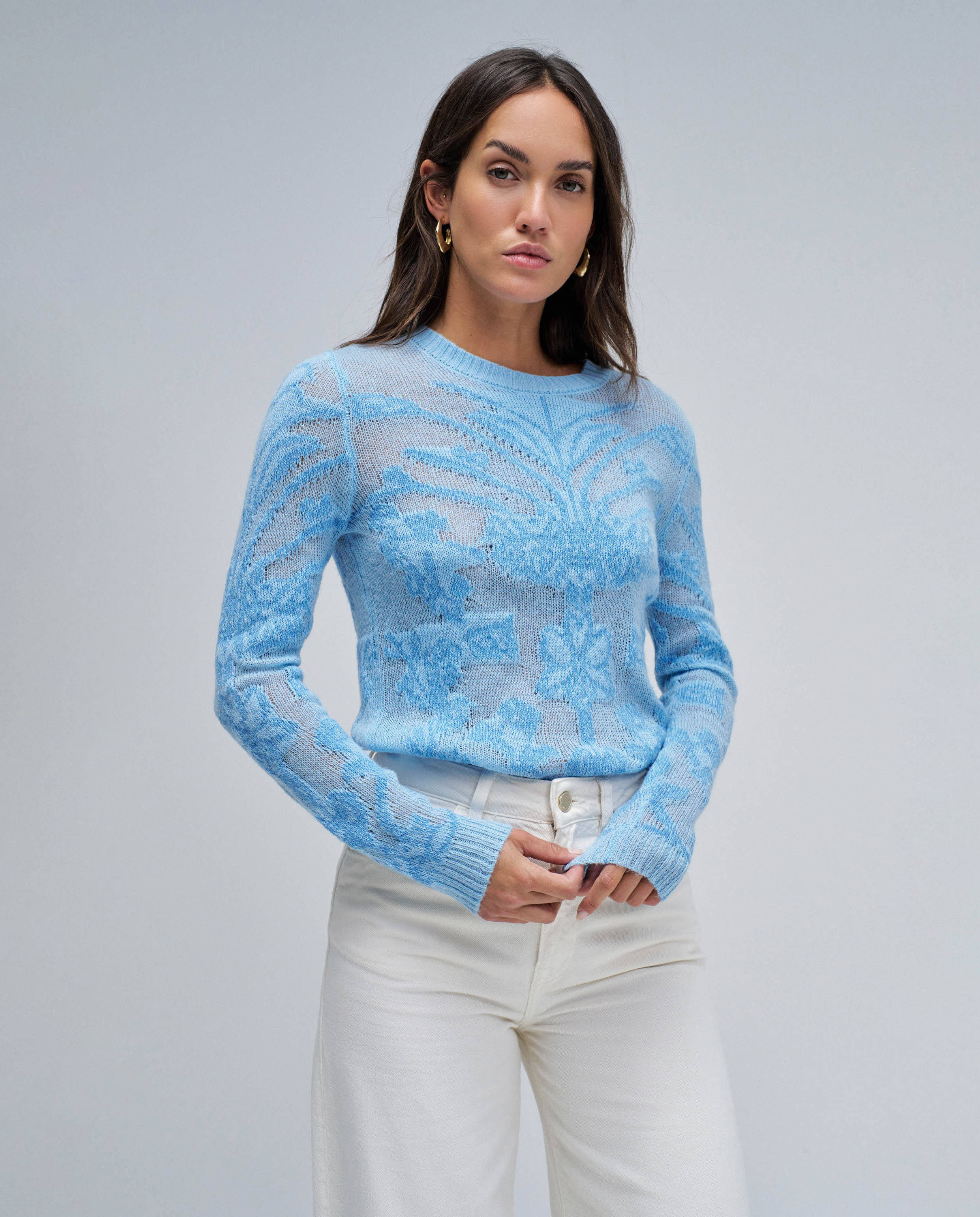 Camisola Fina de Lã Azul-1