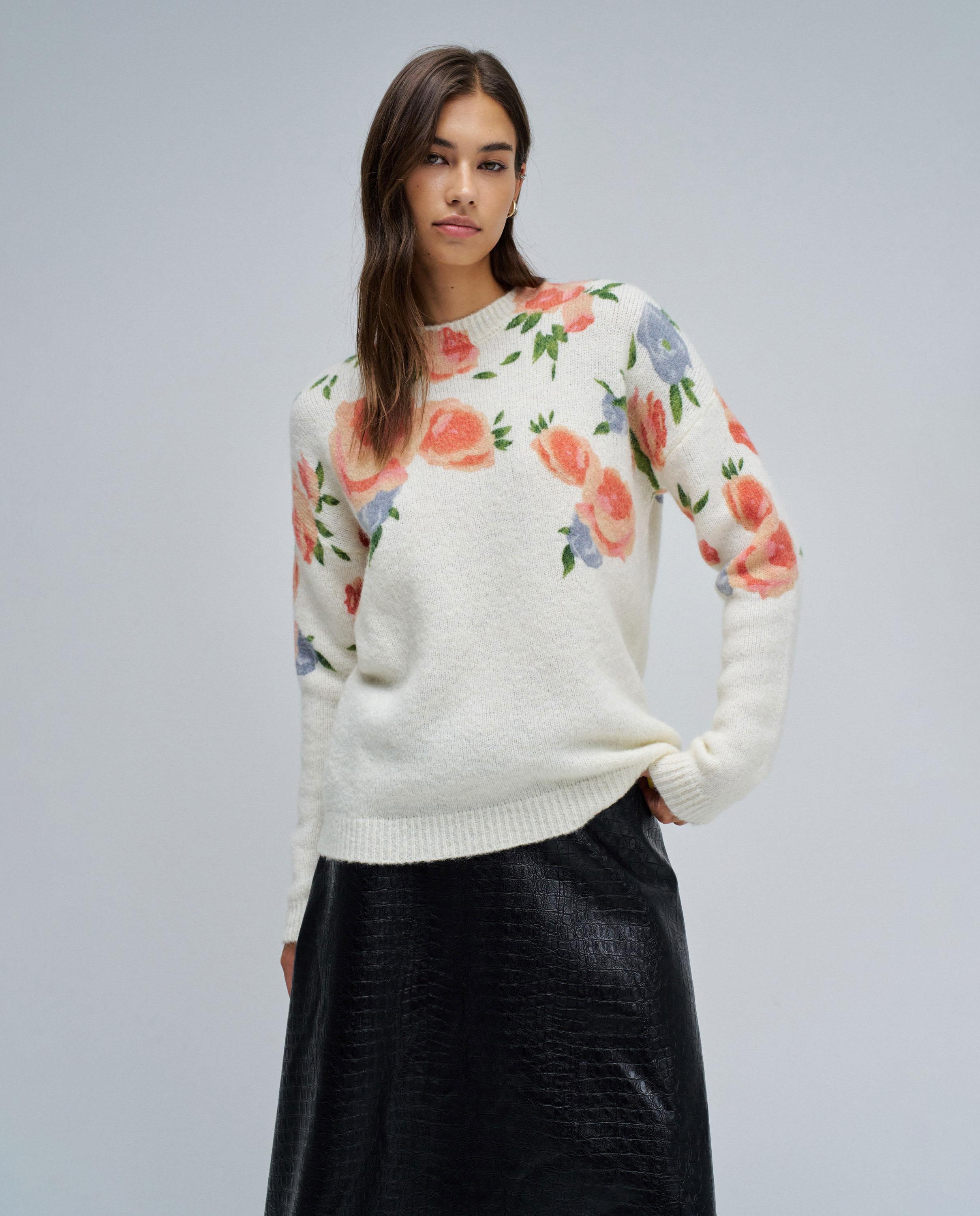Imagem 0 de Sweatshirt de Lã e Mohair com Estampado Floral