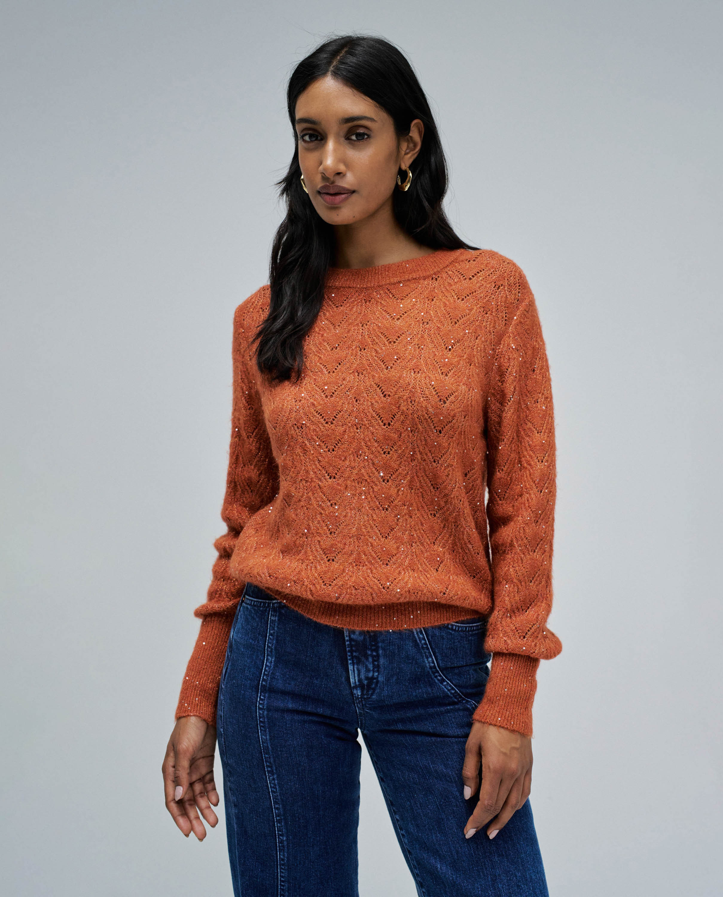 Camisola de Lã e Outros Materiais Laranja-1