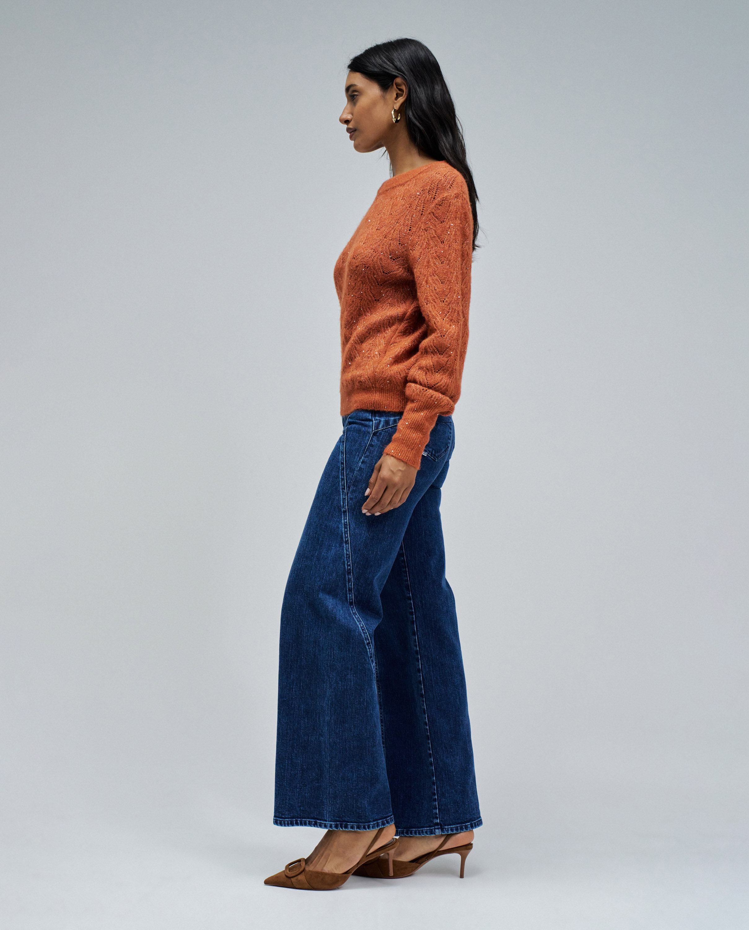 Camisola de Lã e Outros Materiais Laranja-2