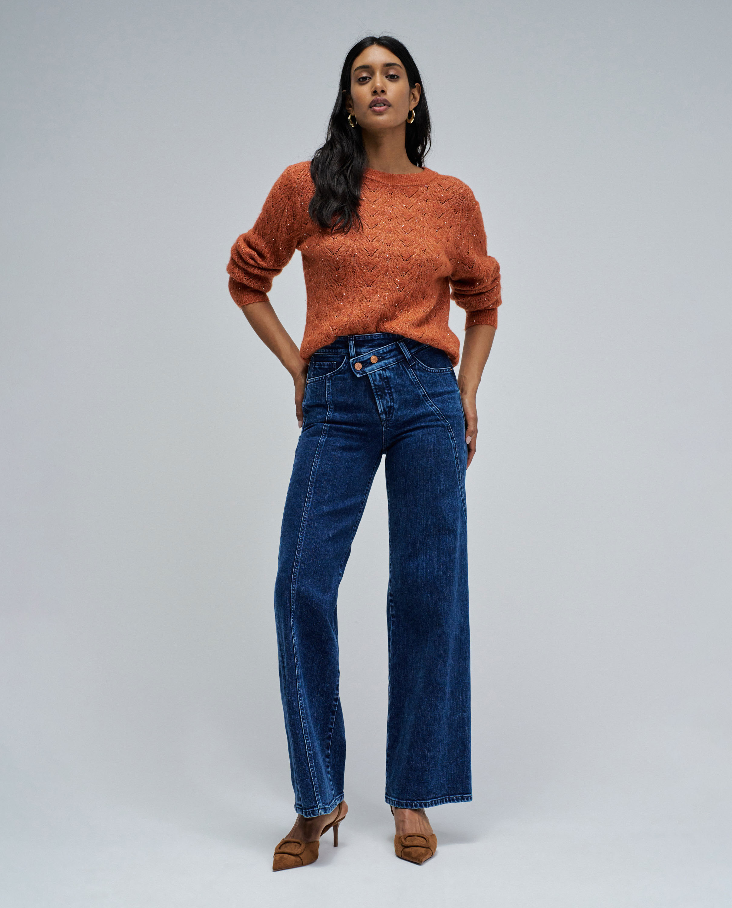 Camisola de Lã e Outros Materiais Laranja-5