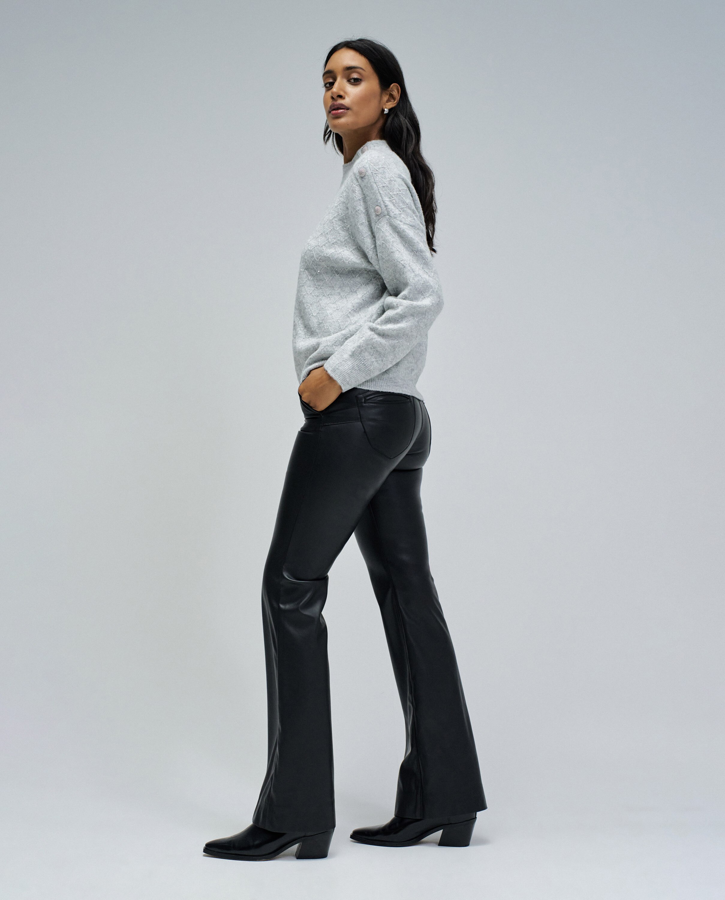 Camisola de Malha com Lurex Cinzento-2