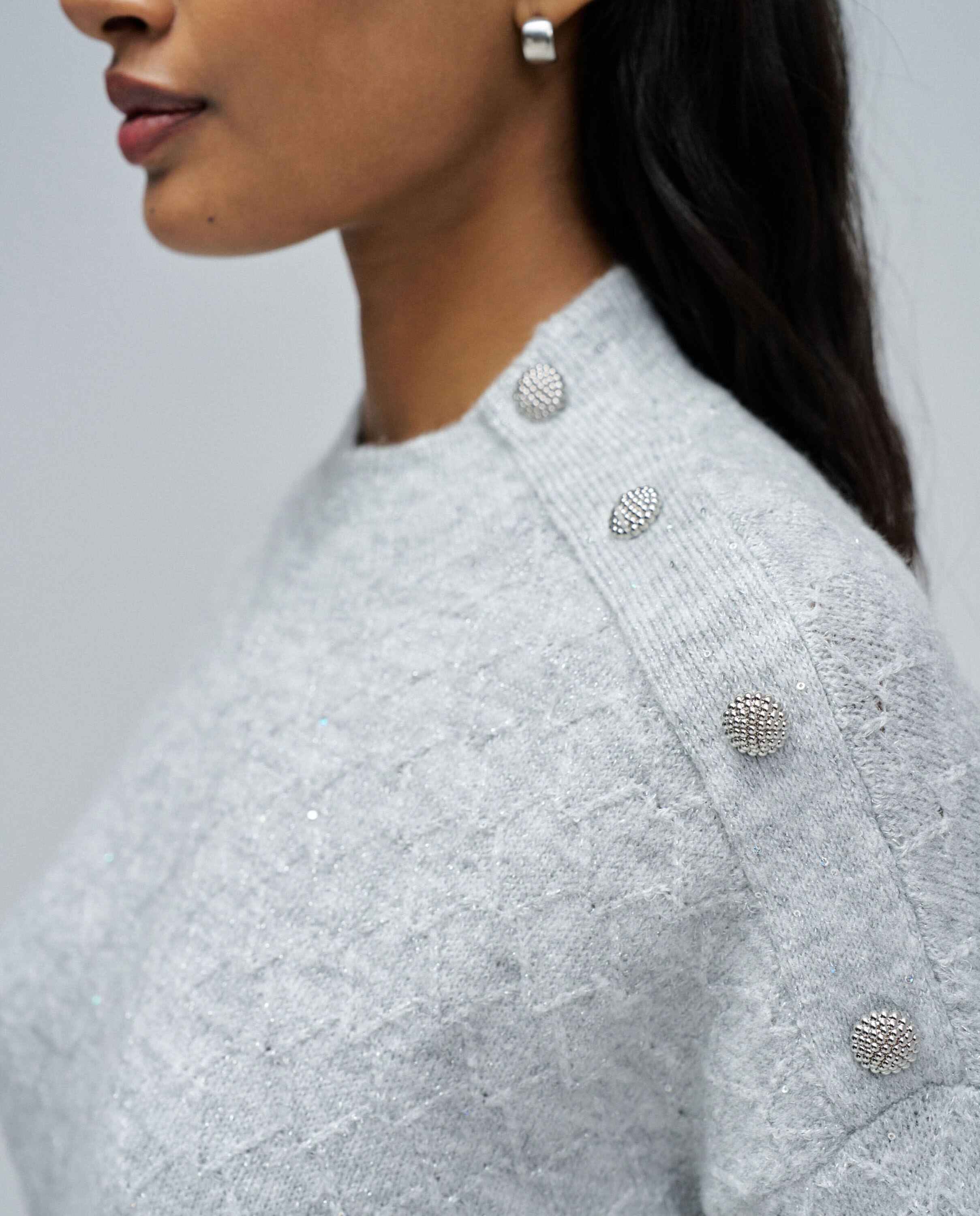 Camisola de Malha com Lurex Cinzento-4