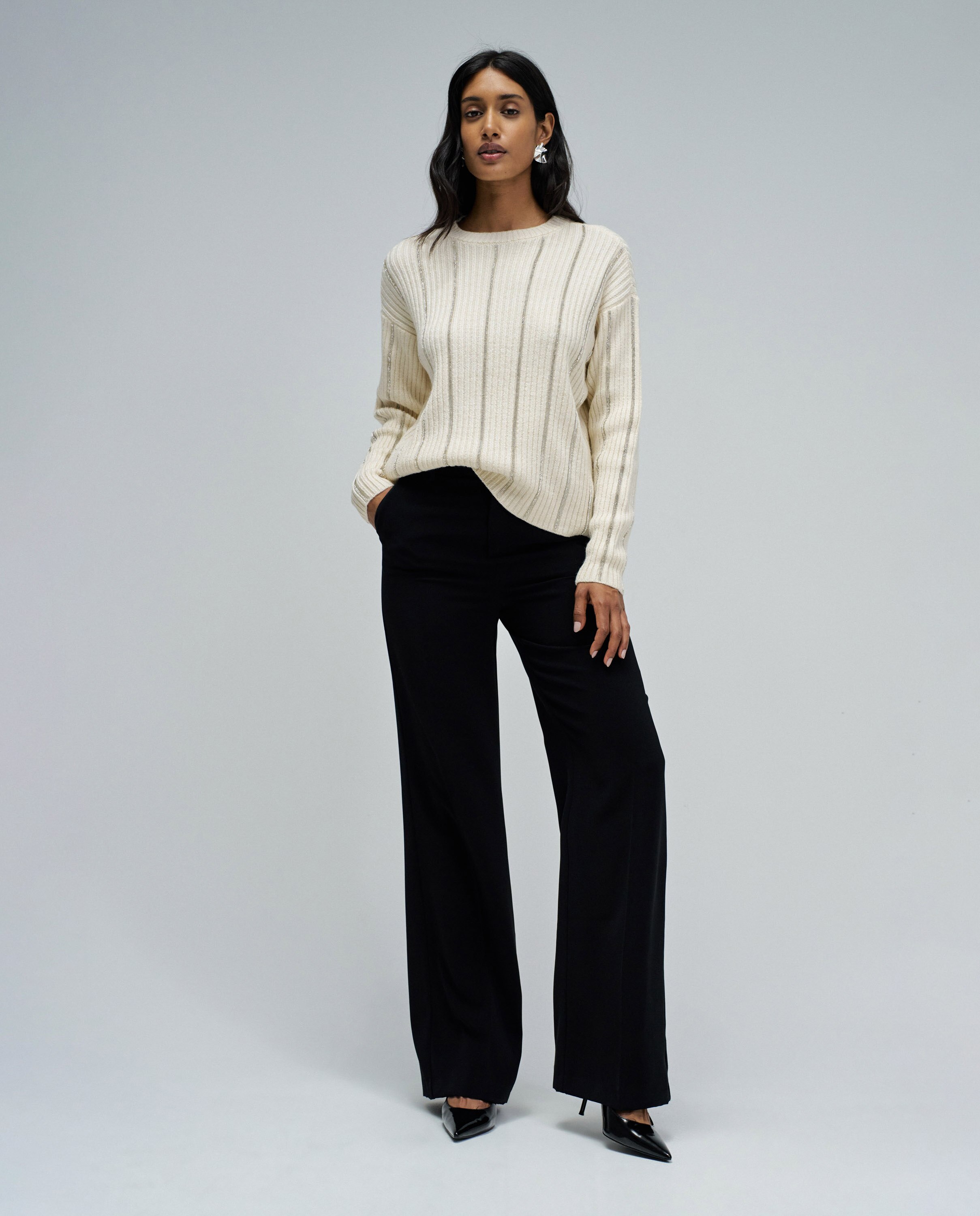Camisola de Malha com Lã Cru-5