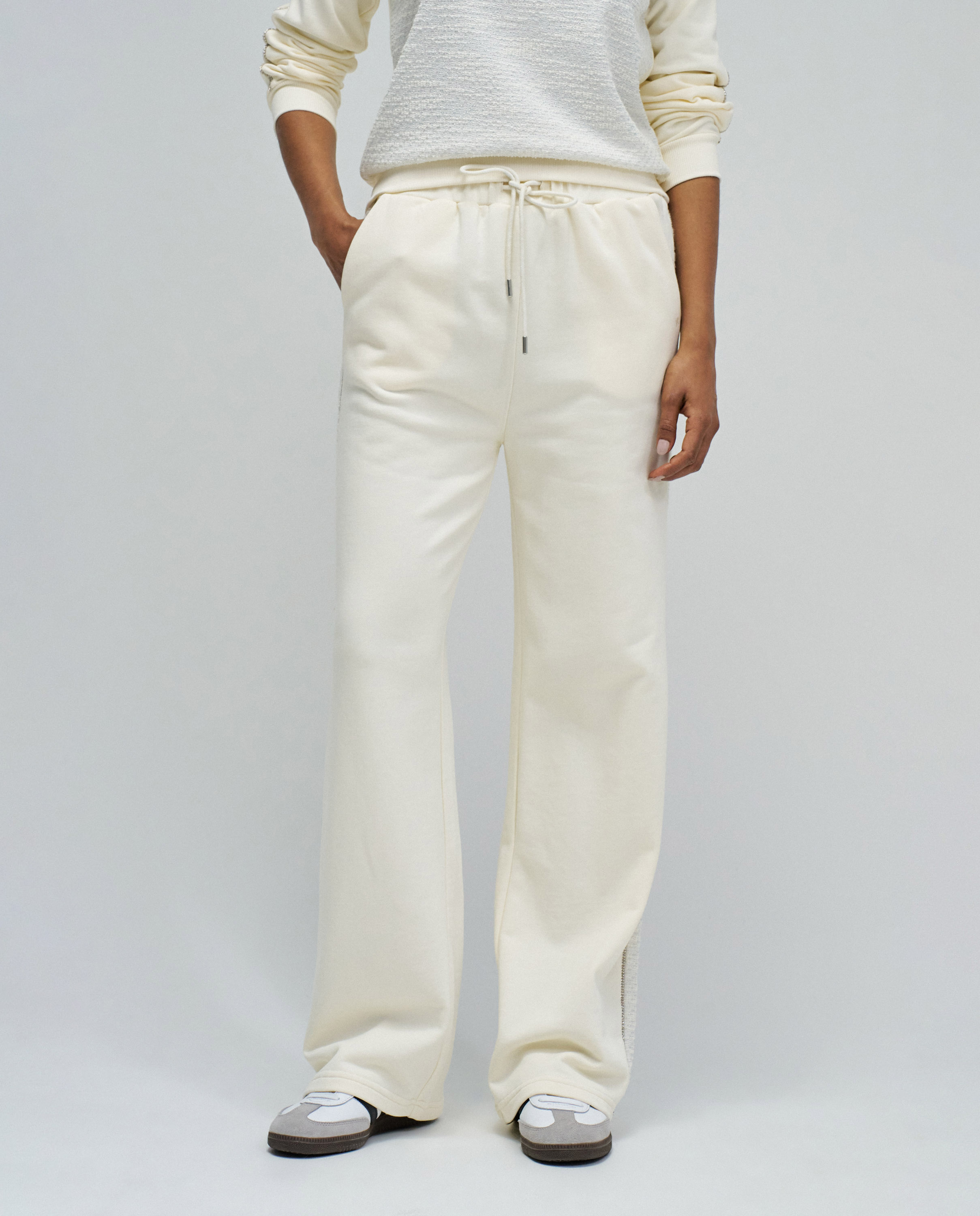 Calças Joggers com Perna Straight Creme-5