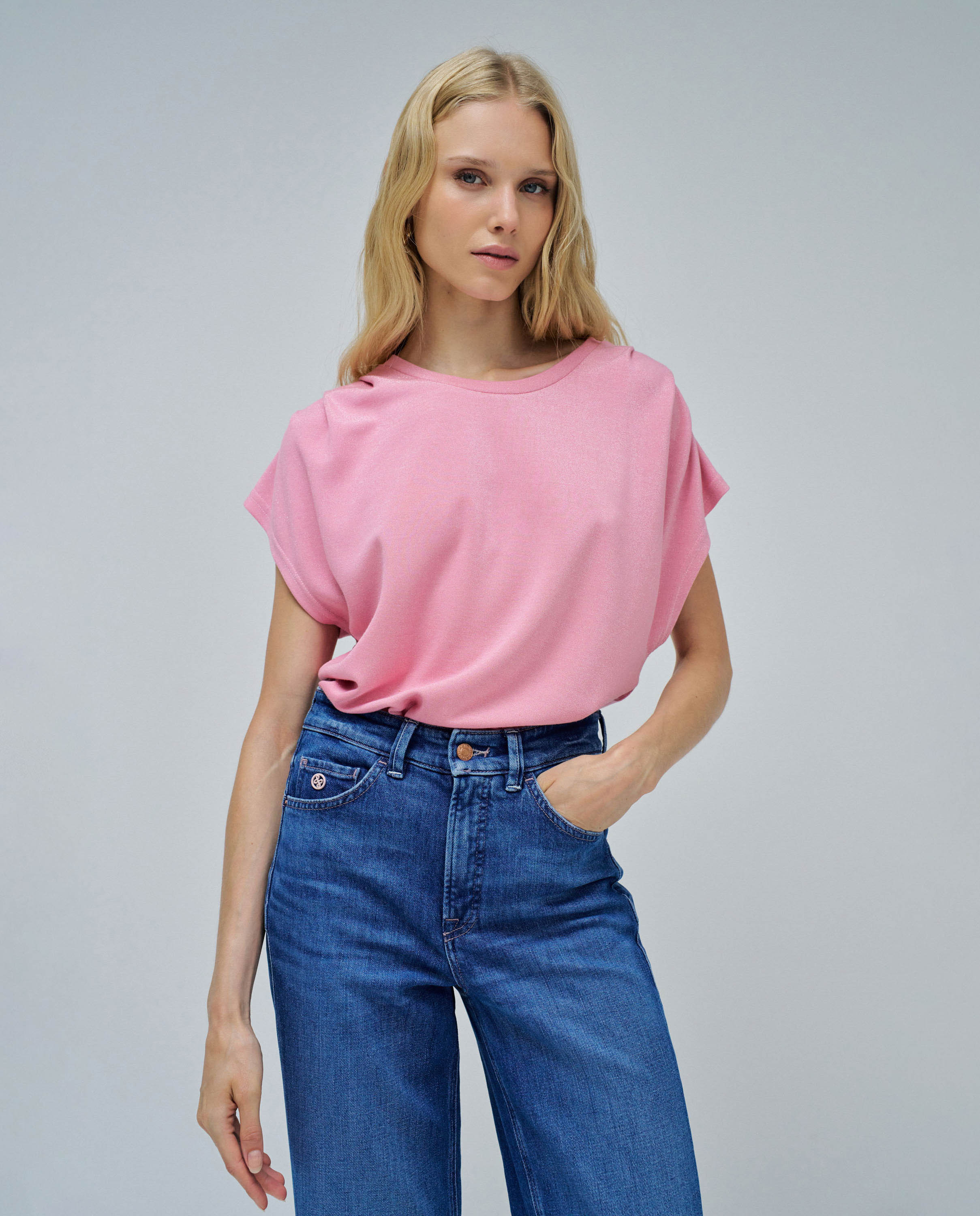 T-shirt com Brilho Rosa-claro-1