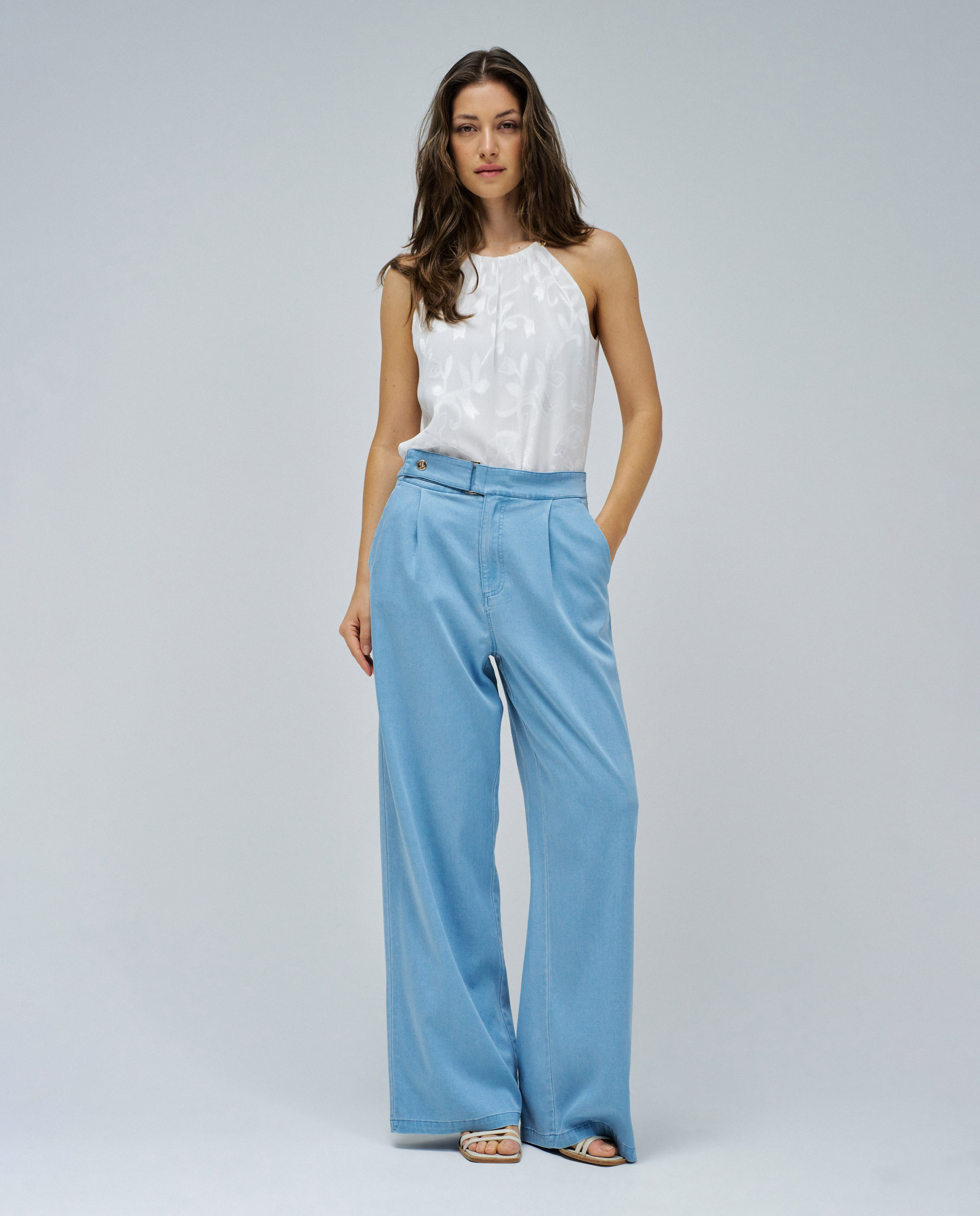 Calças Palazzo em Lightdenim Azul-claro-1