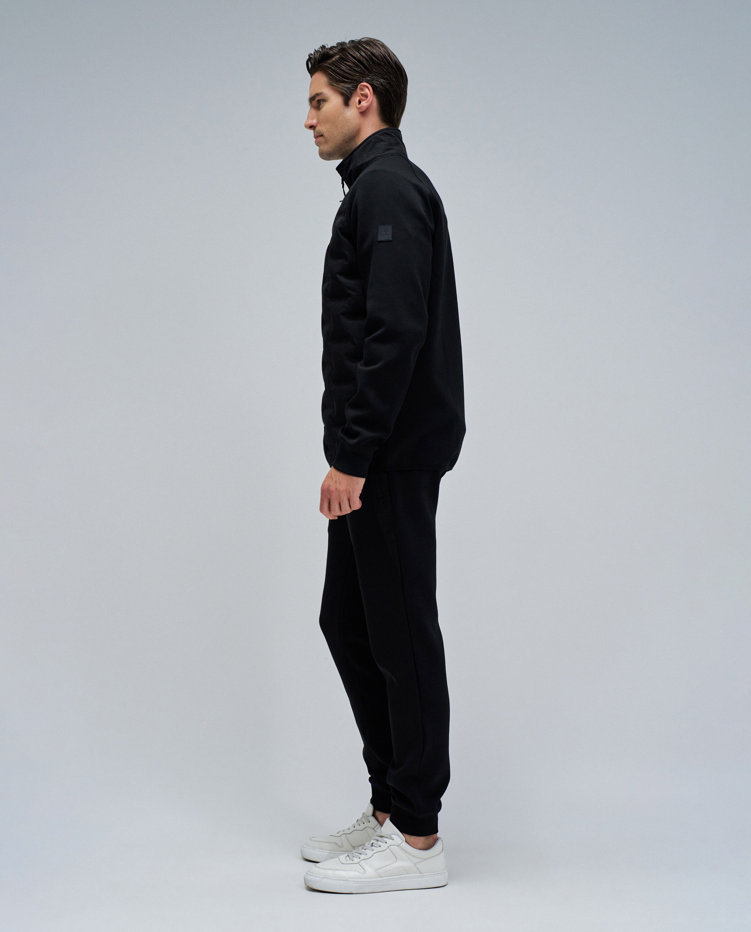 Casaco Acolchoado com Mescla de Materiais Preto-2