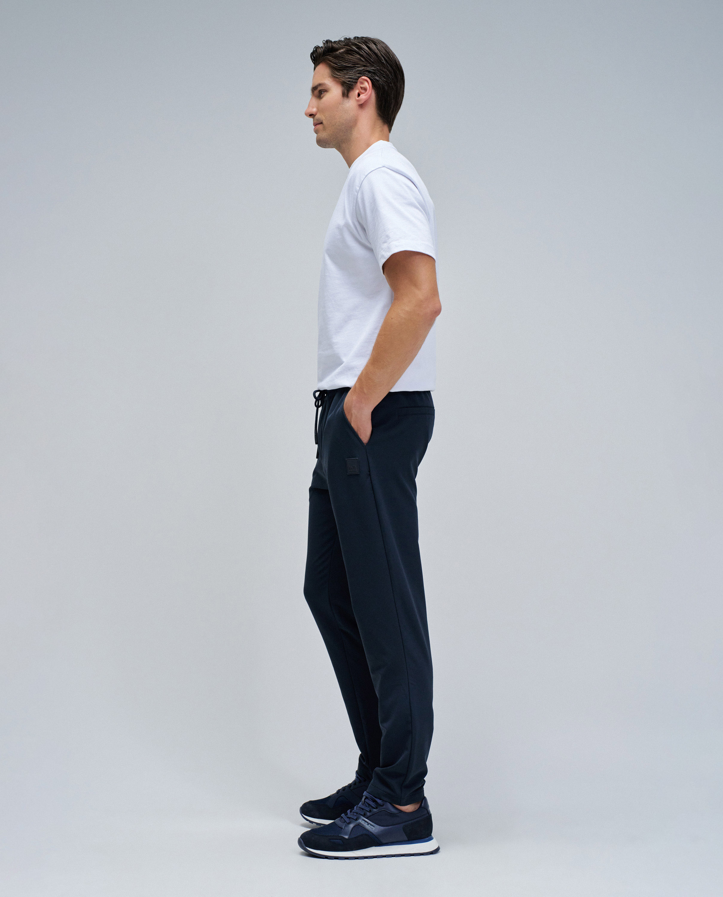Calças Joggers Slim Fit em Tecido Azul-escuro-2