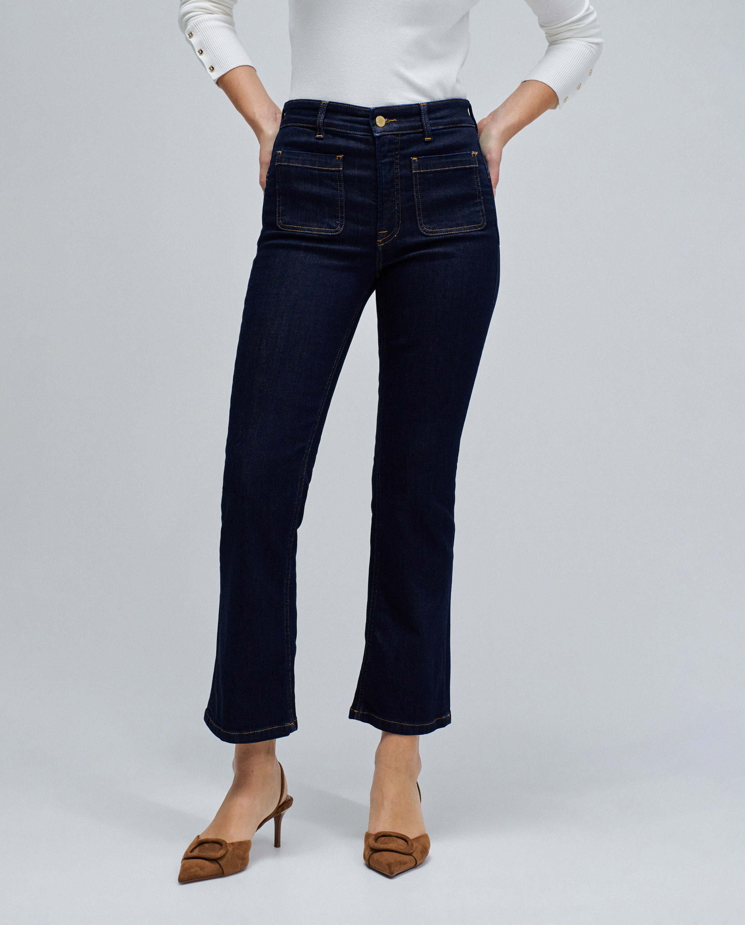 Jeans Faith Push In Cropped Flare Azul-5