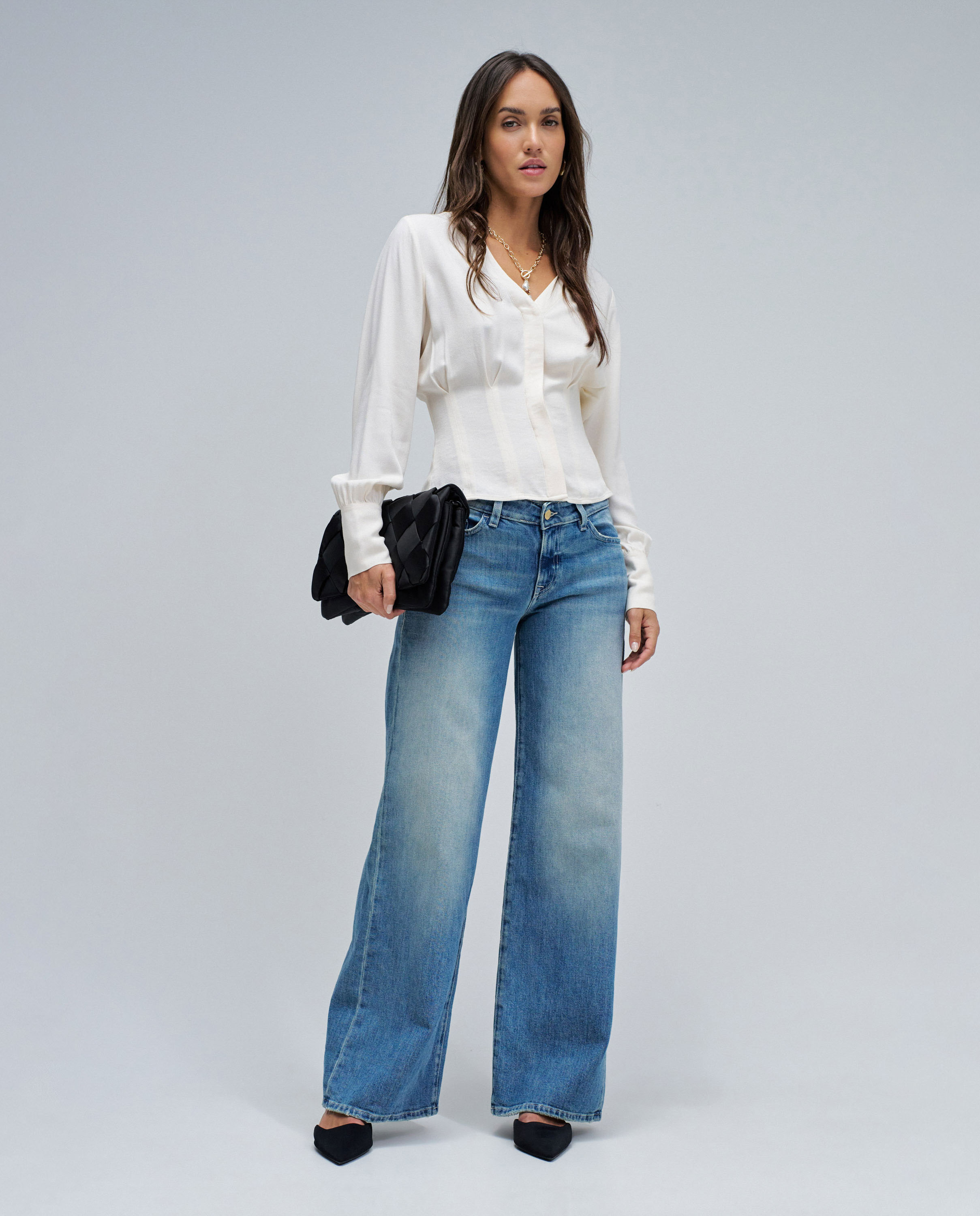 Jeans Low Rise Wide Azul-1
