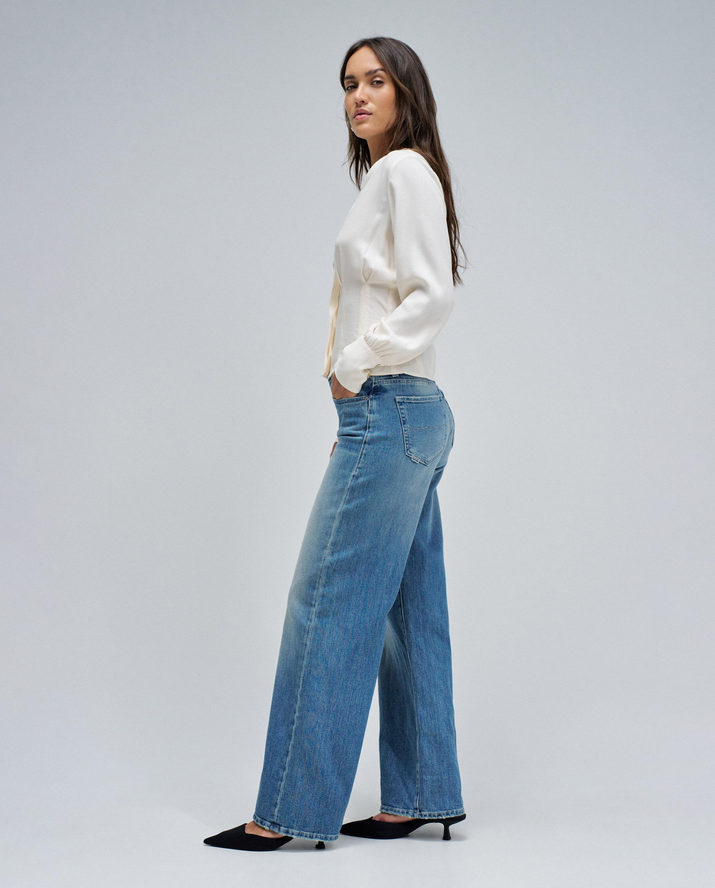 Jeans Low Rise Wide Azul-2