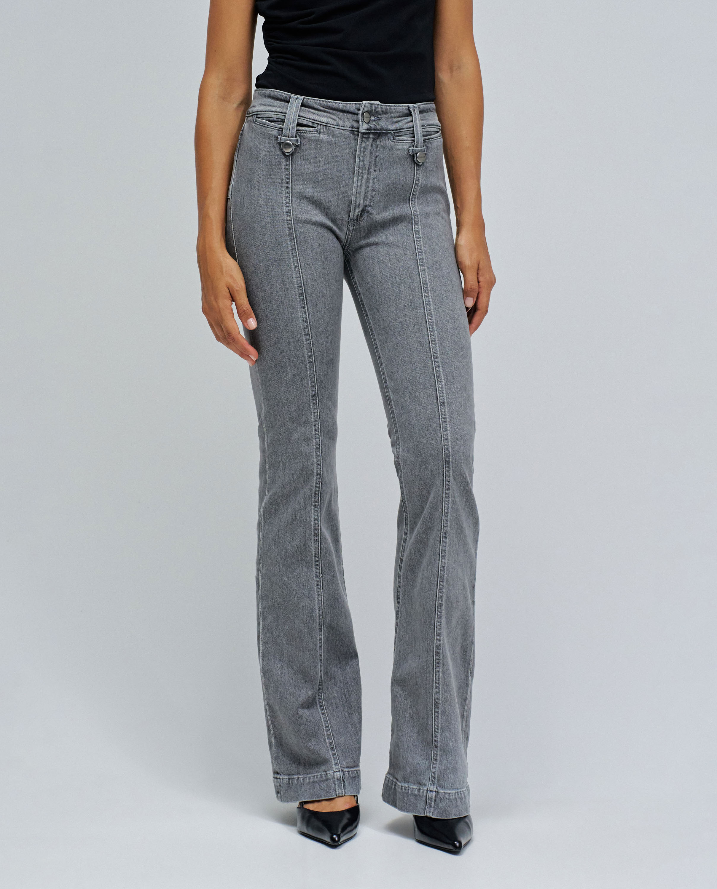 Jeans Destiny Push Up Flare Cinzento-5
