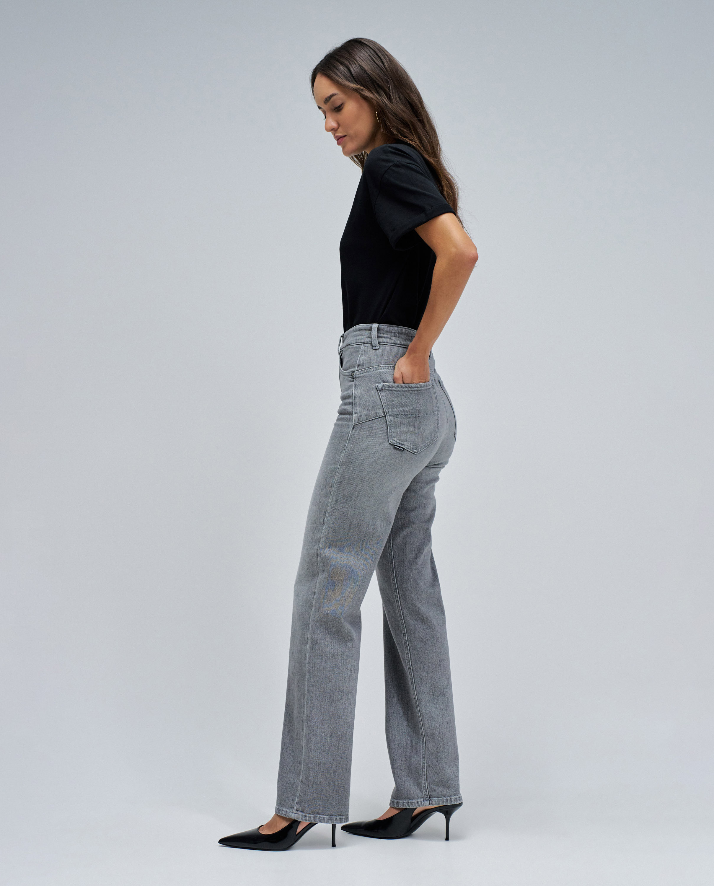 Jeans Faith Push In Straight Cinzento-2