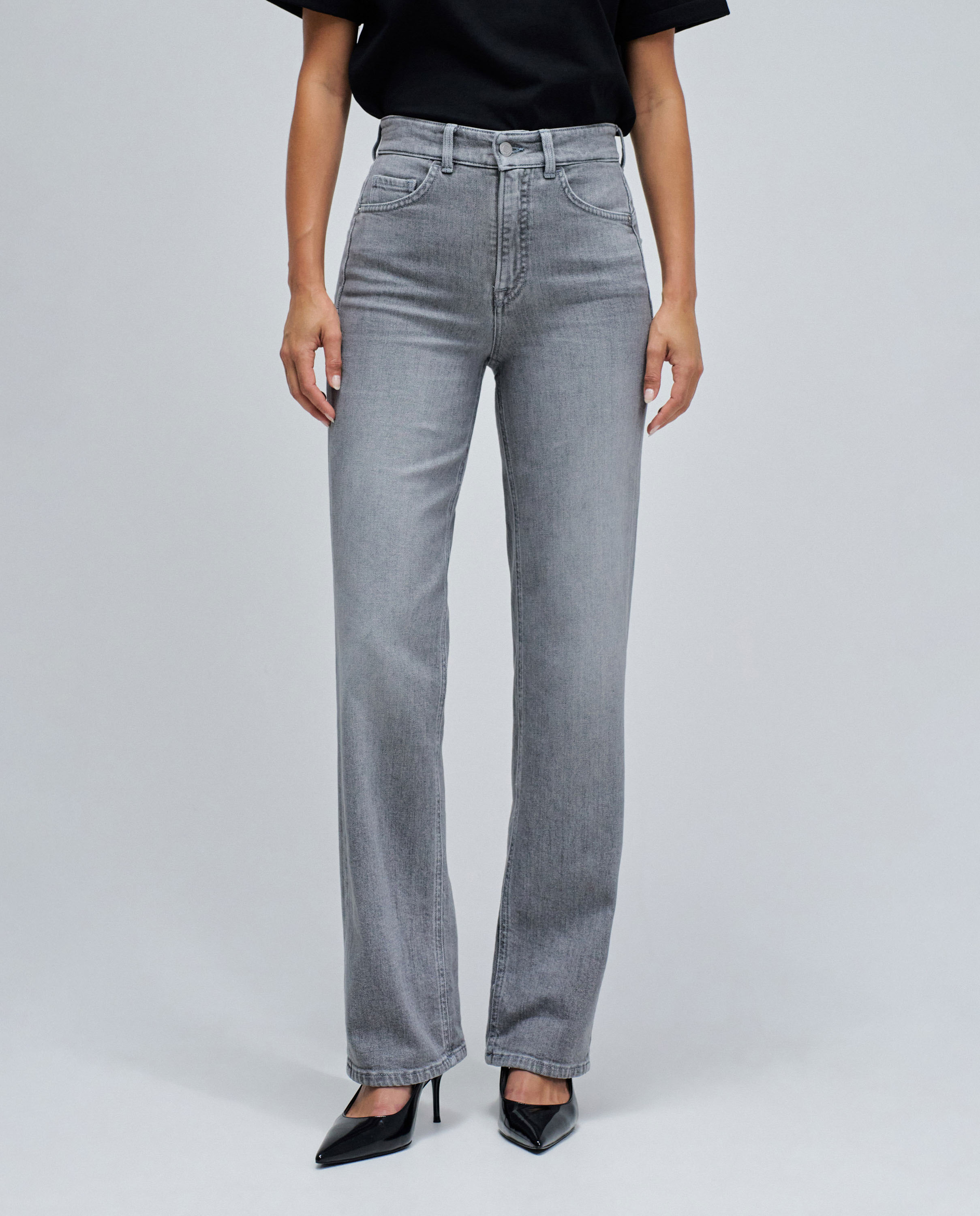 Jeans Faith Push In Straight Cinzento-5