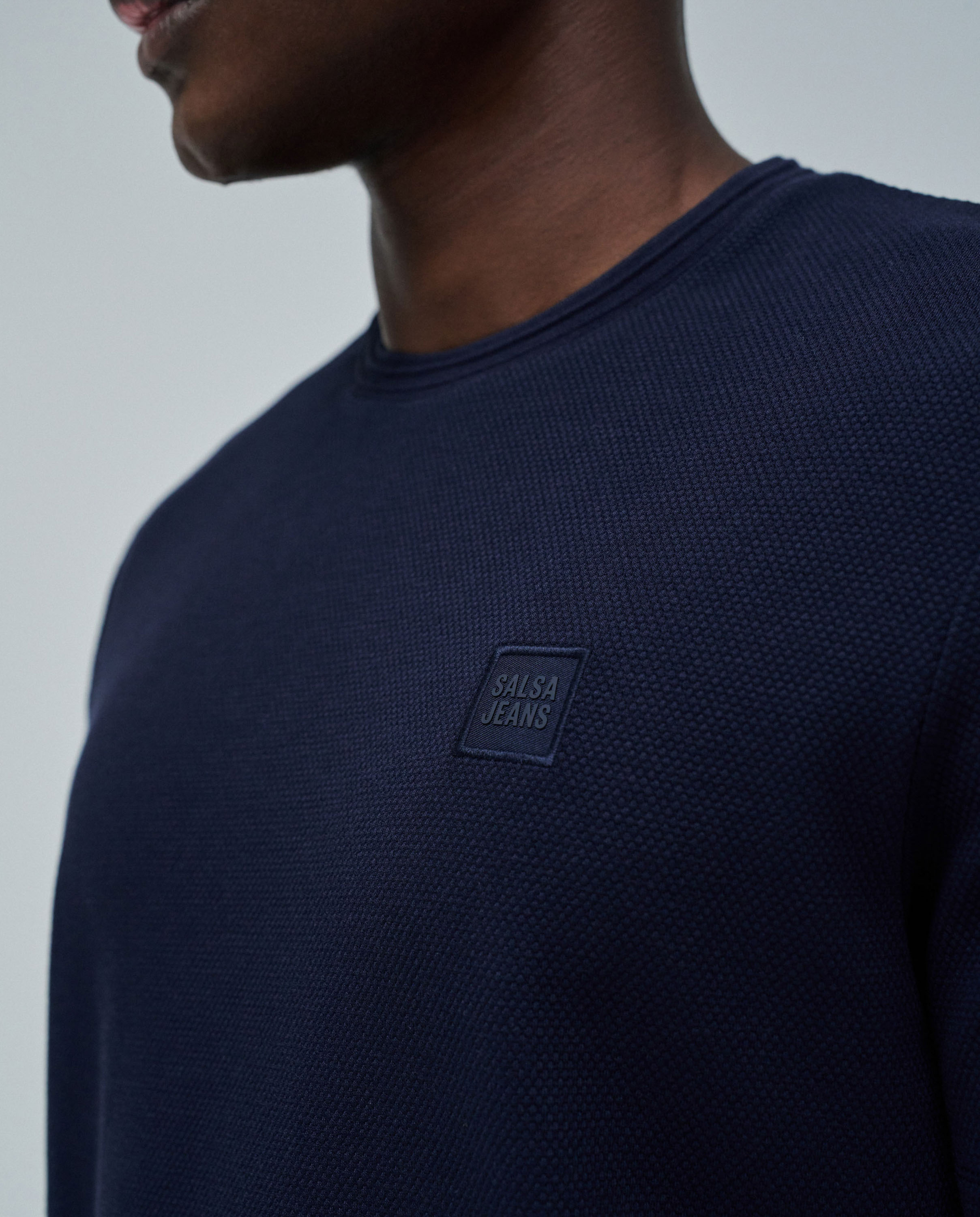 T-shirt com Textura Azul-escuro-4