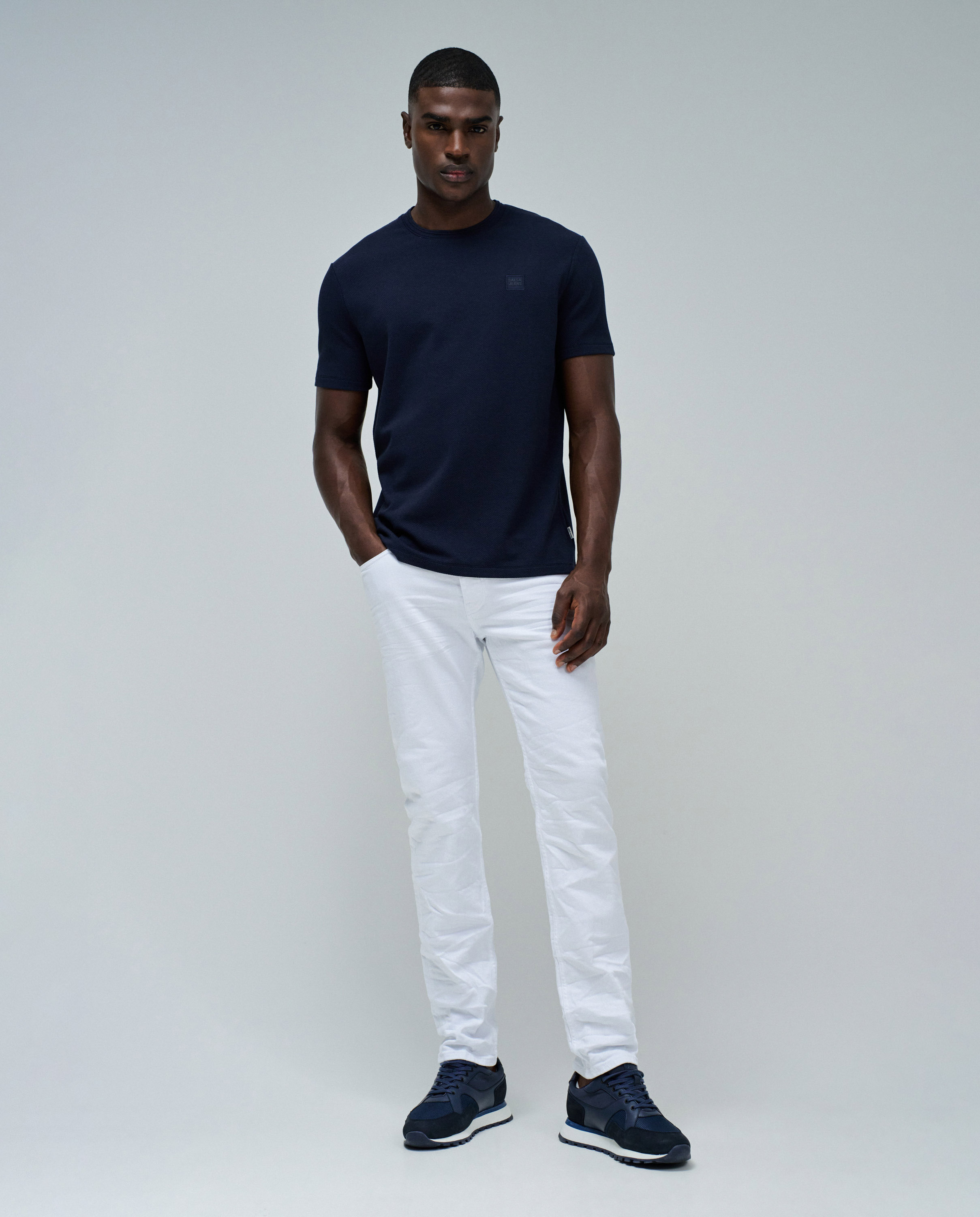 T-shirt com Textura Azul-escuro-5