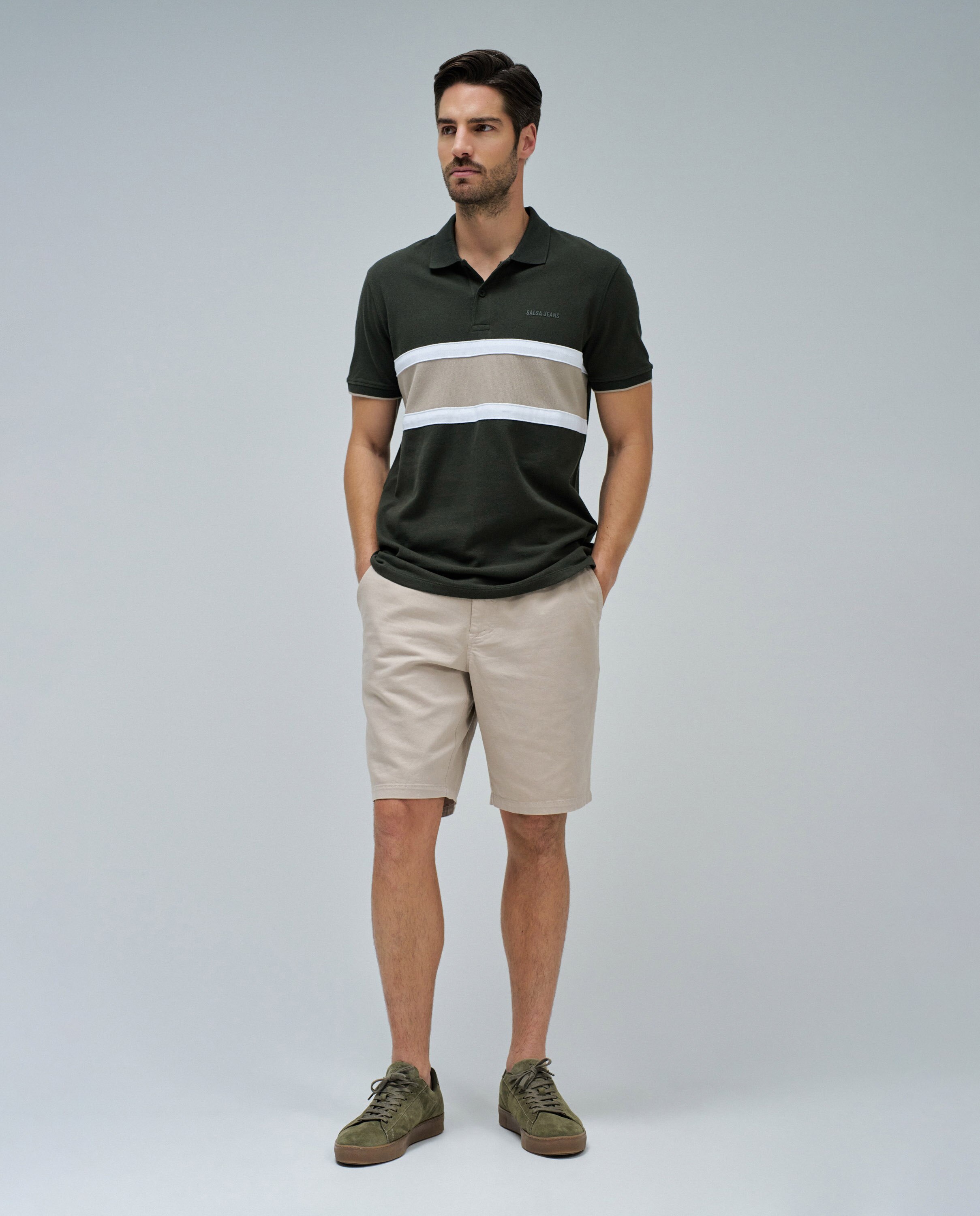 Polo Tricolor Verde-militar-5
