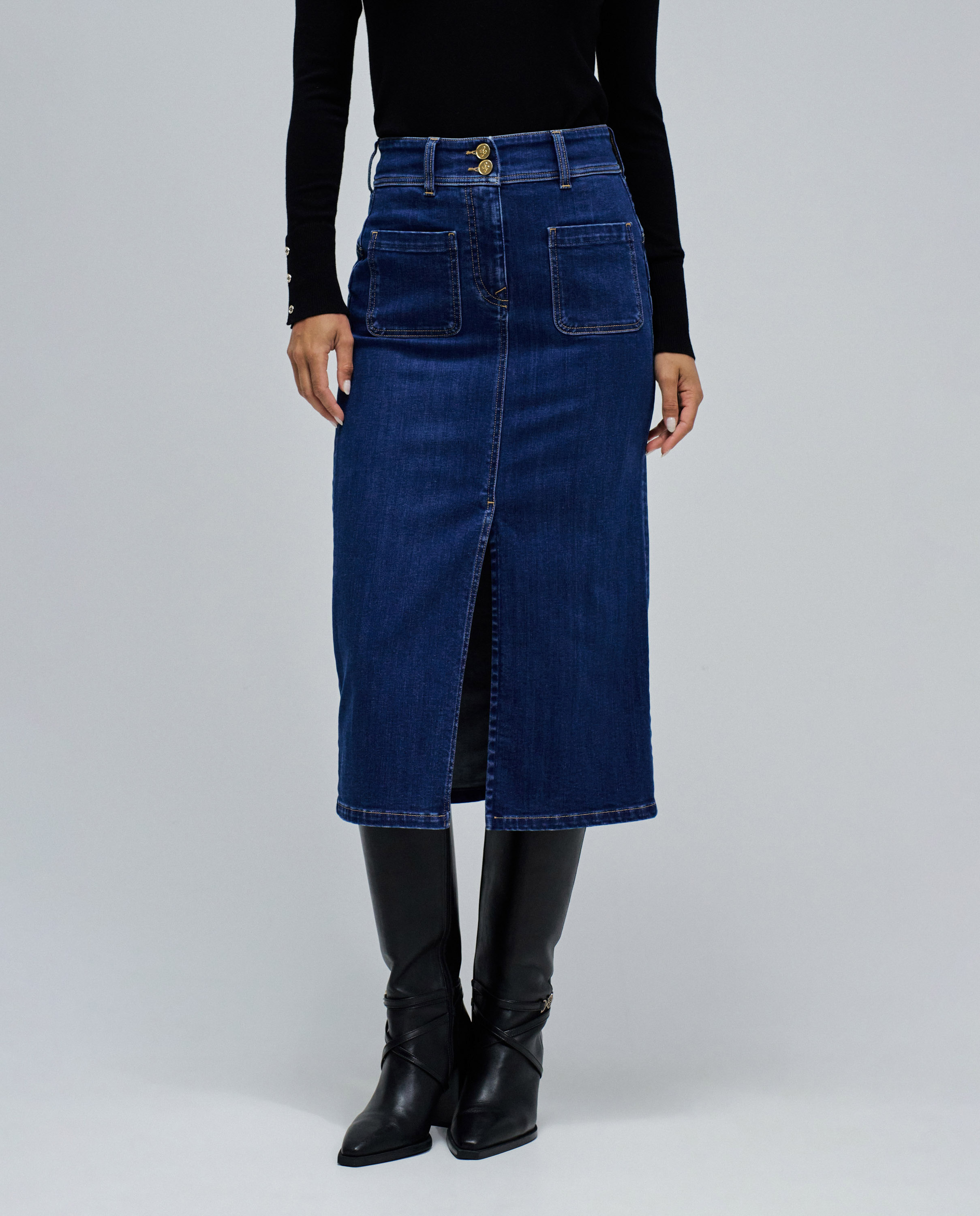 Saia Midi Secret Push In Azul-1