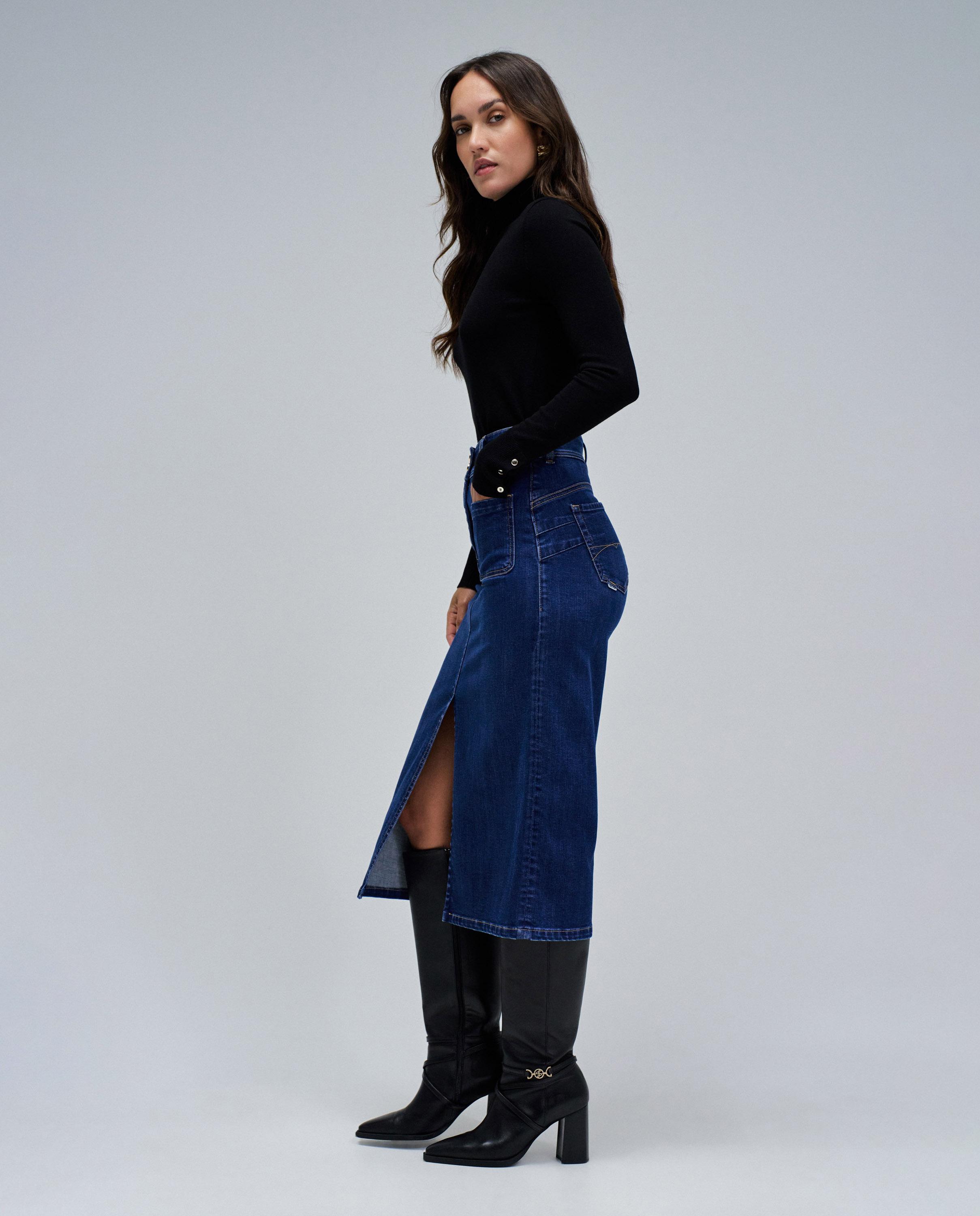 Saia Midi Secret Push In Azul-2