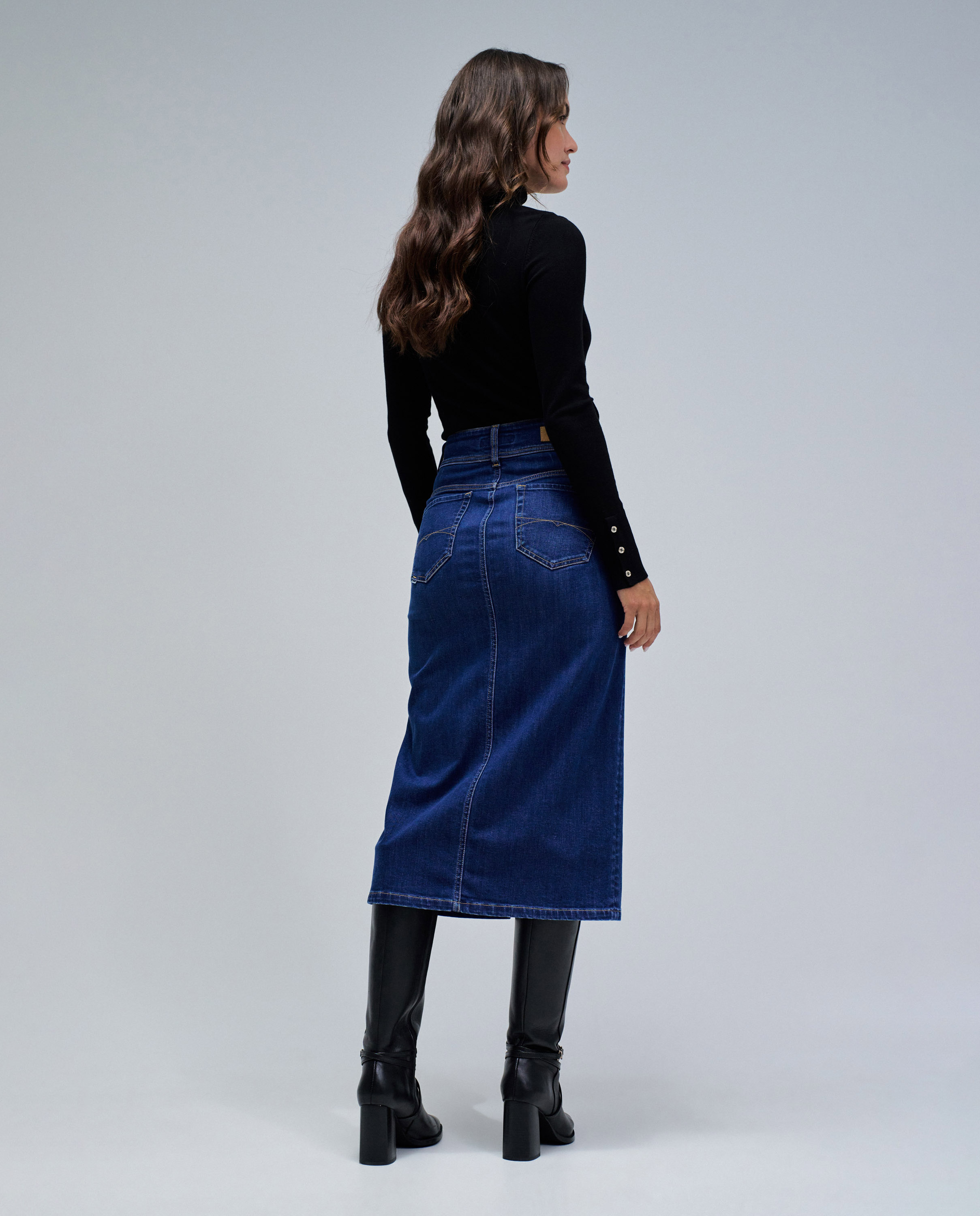 Saia Midi Secret Push In Azul-3