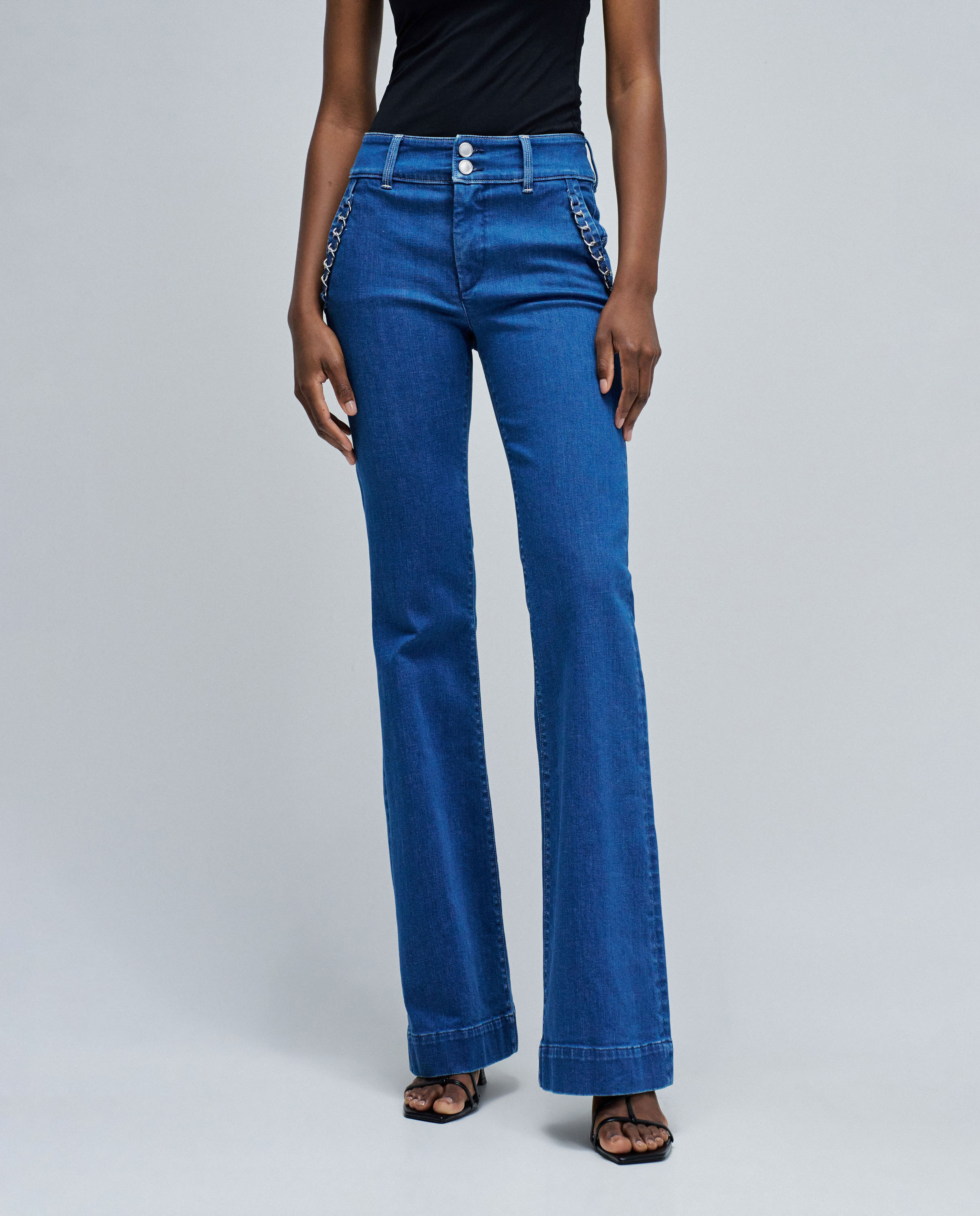 Jeans Calças Chino Flare Azul-1