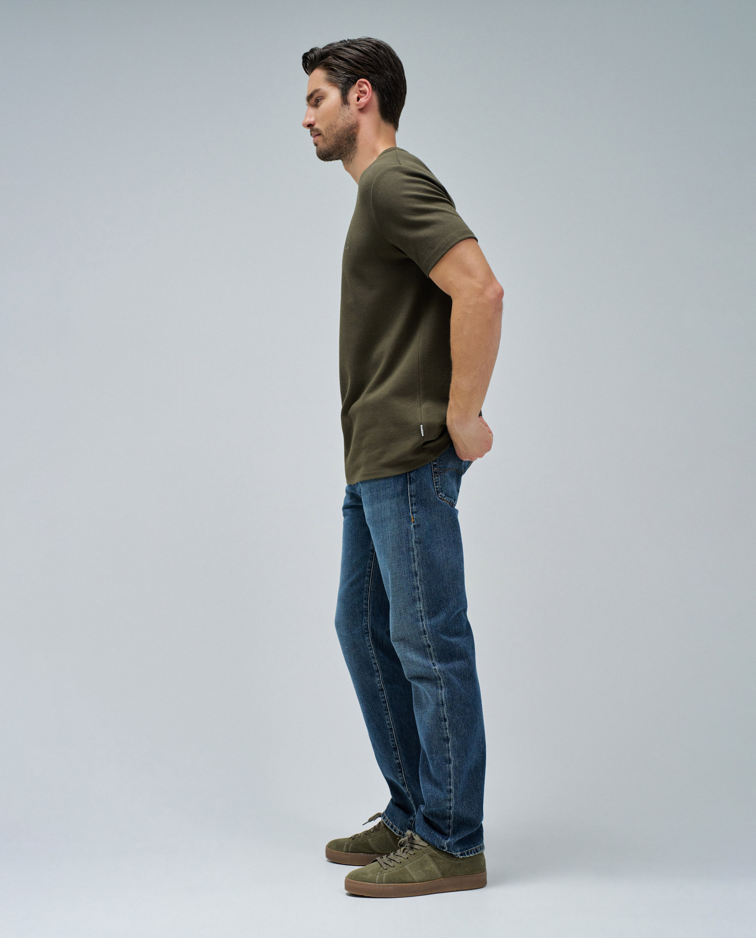 T-shirt com Textura Verde-escuro-2