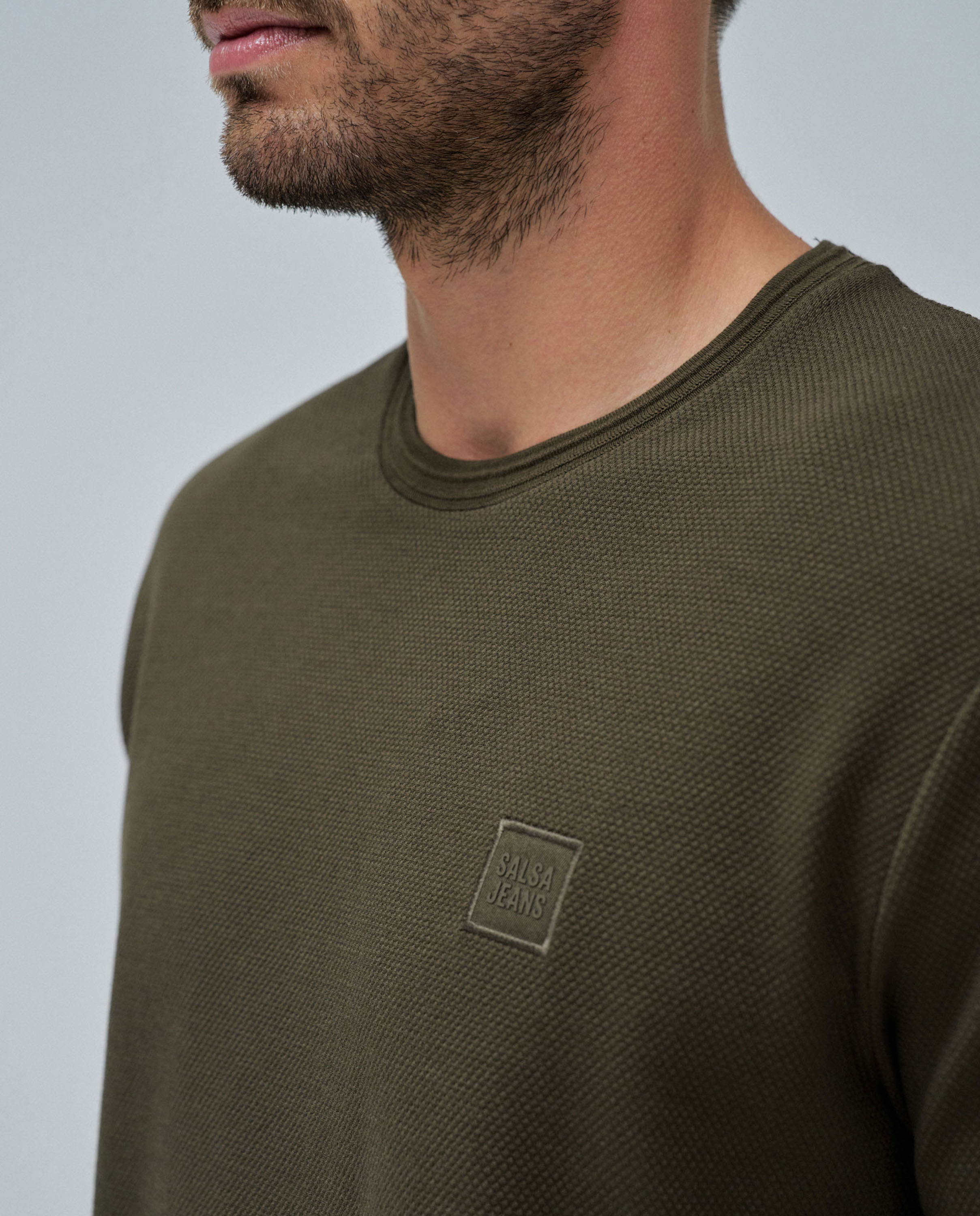 T-shirt com Textura Verde-escuro-4