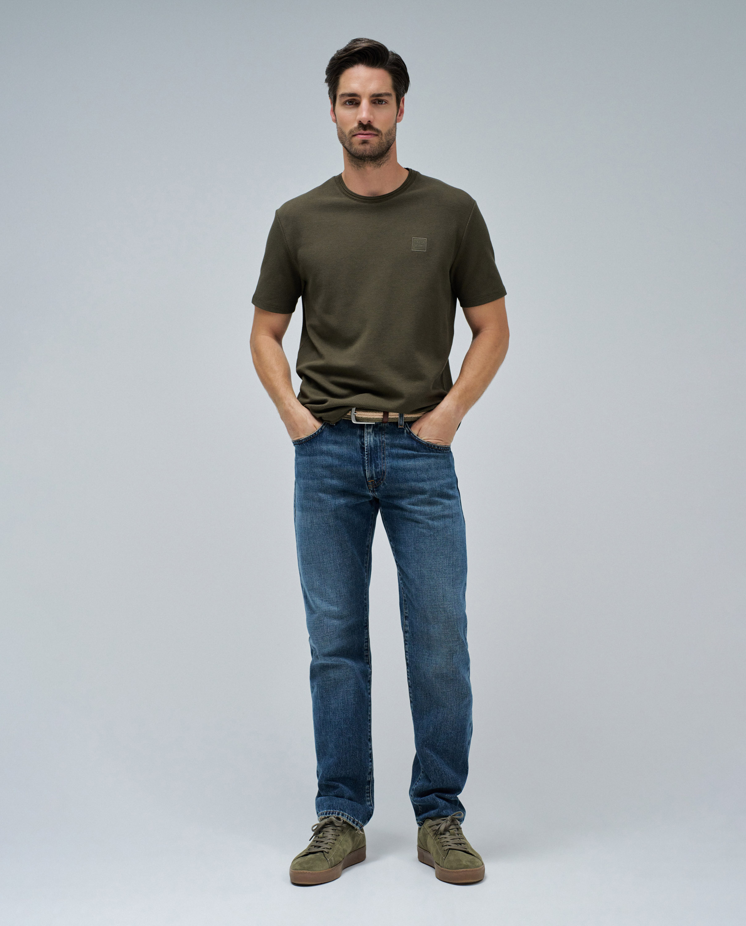 T-shirt com Textura Verde-escuro-5