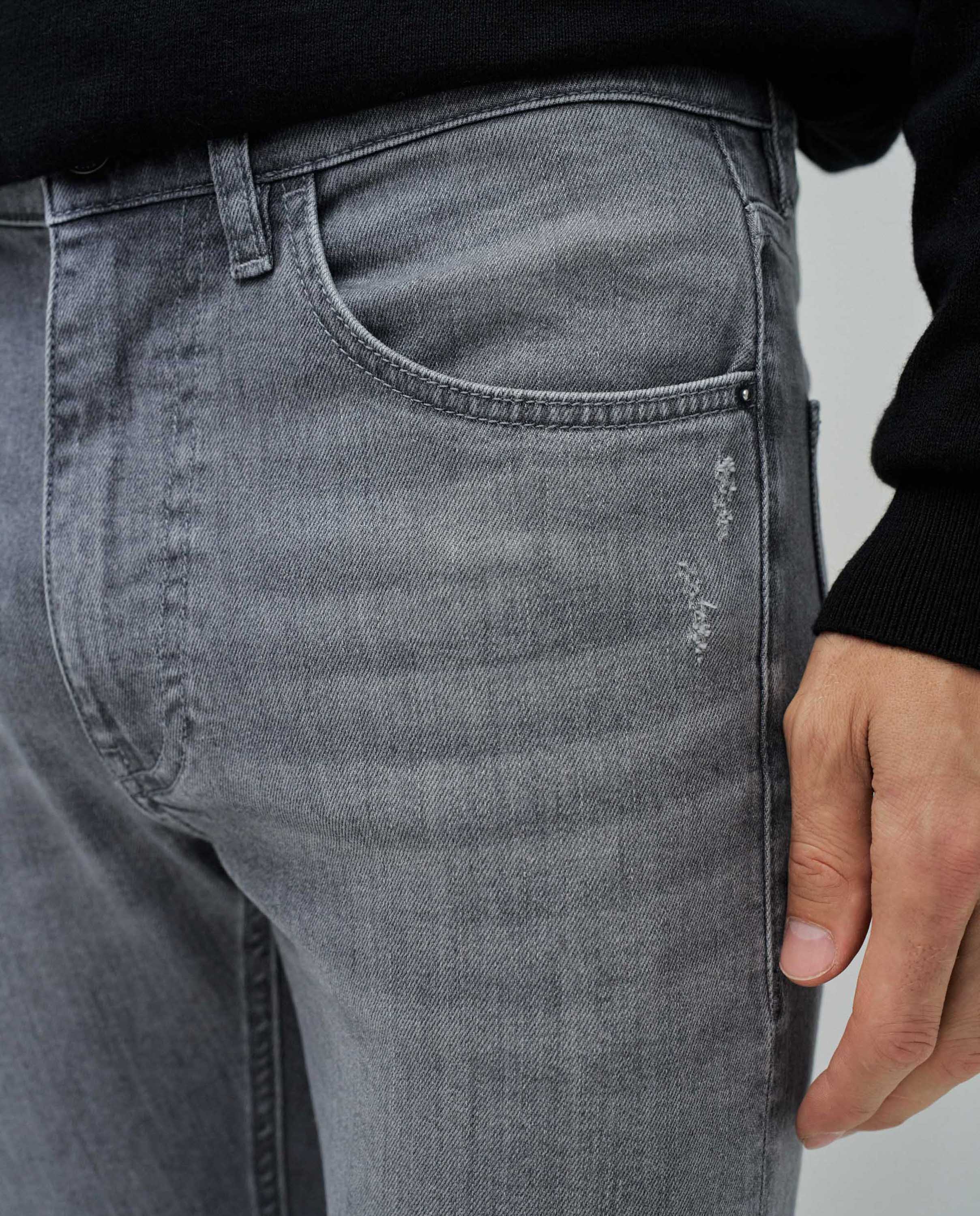 Jeans Skinny com Cinco Bolsos Cinzento-4