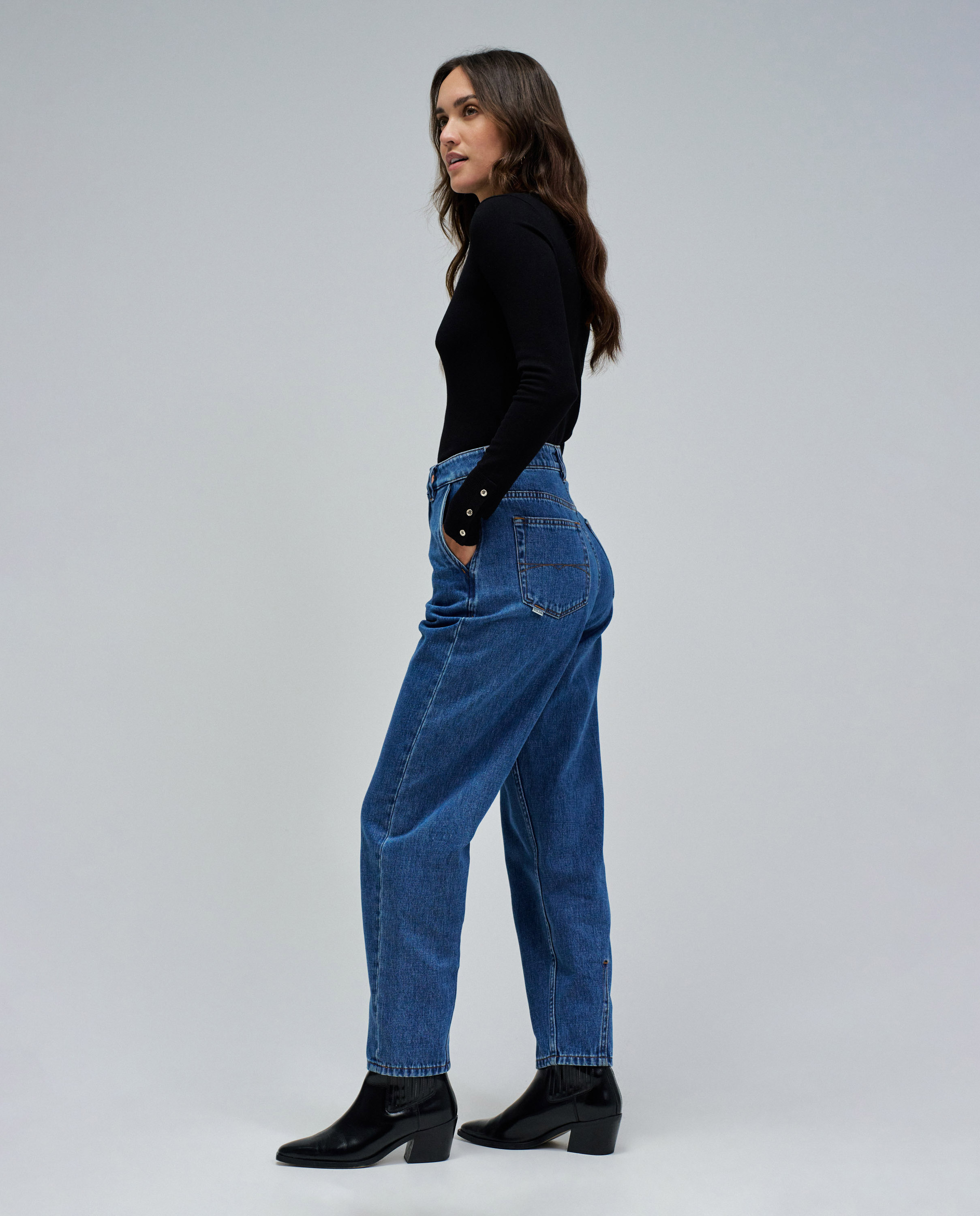Jeans Slouchy Cropped Slim Azul denim-2