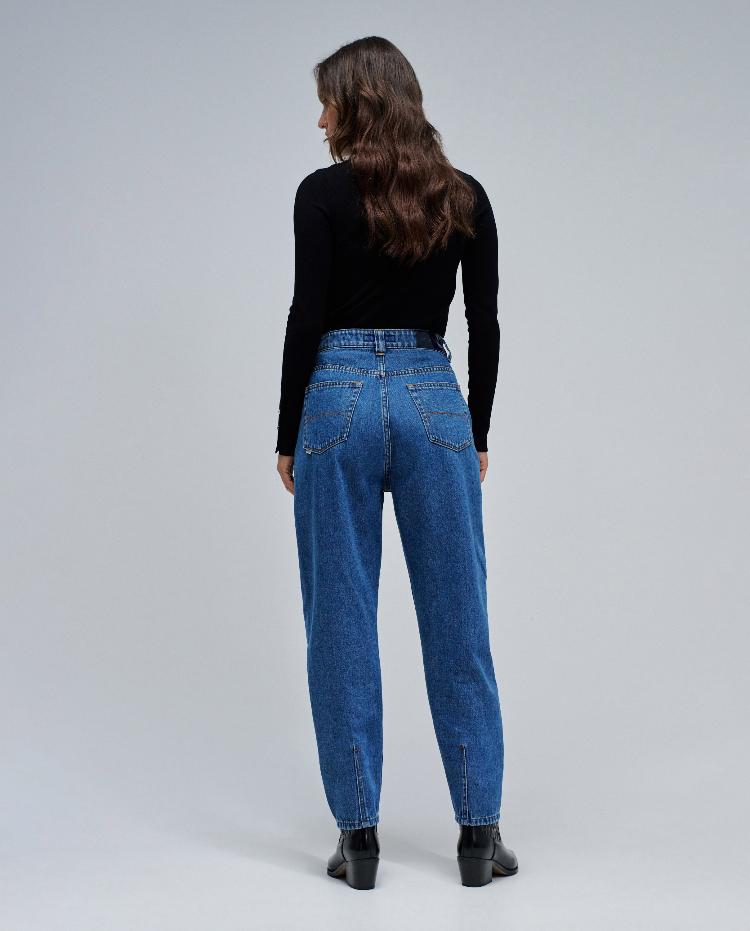 Jeans Slouchy Cropped Slim Azul denim-3