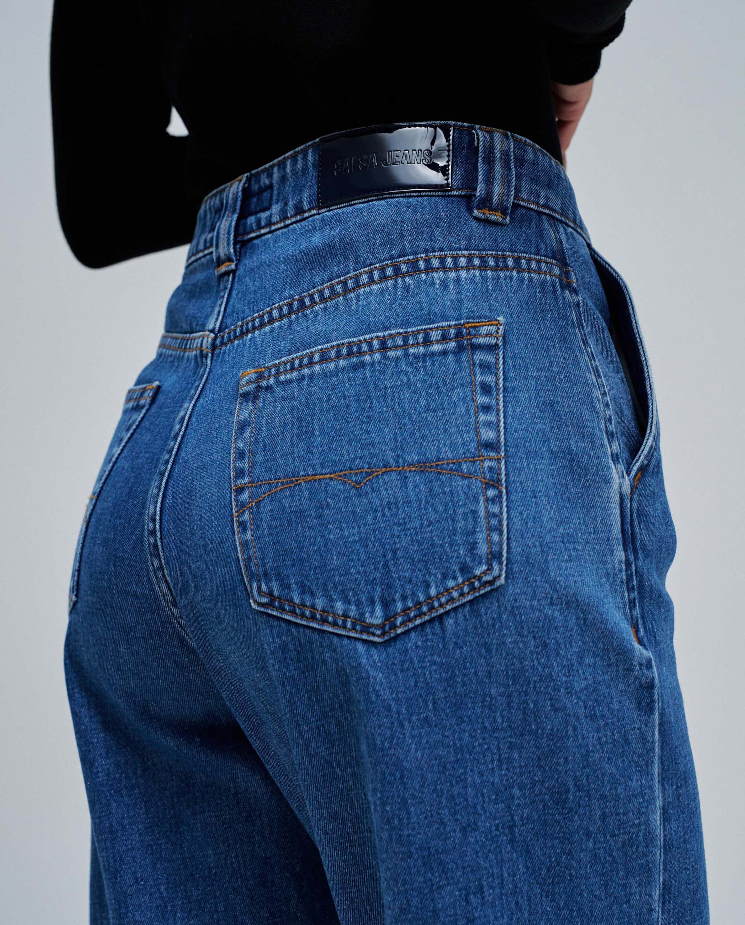 Jeans Slouchy Cropped Slim Azul denim-4