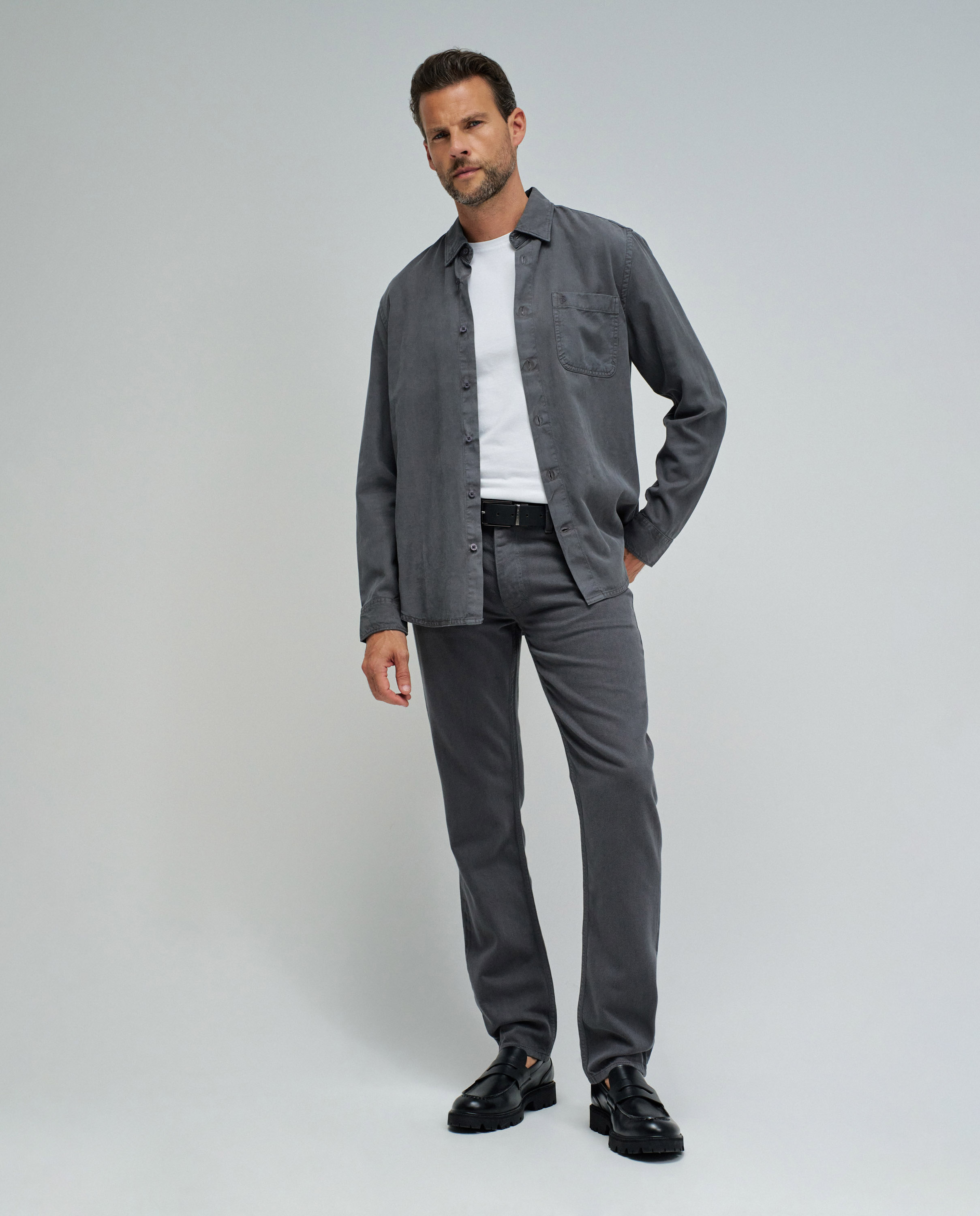 Calças Chino Straight Fit Cinzento-5