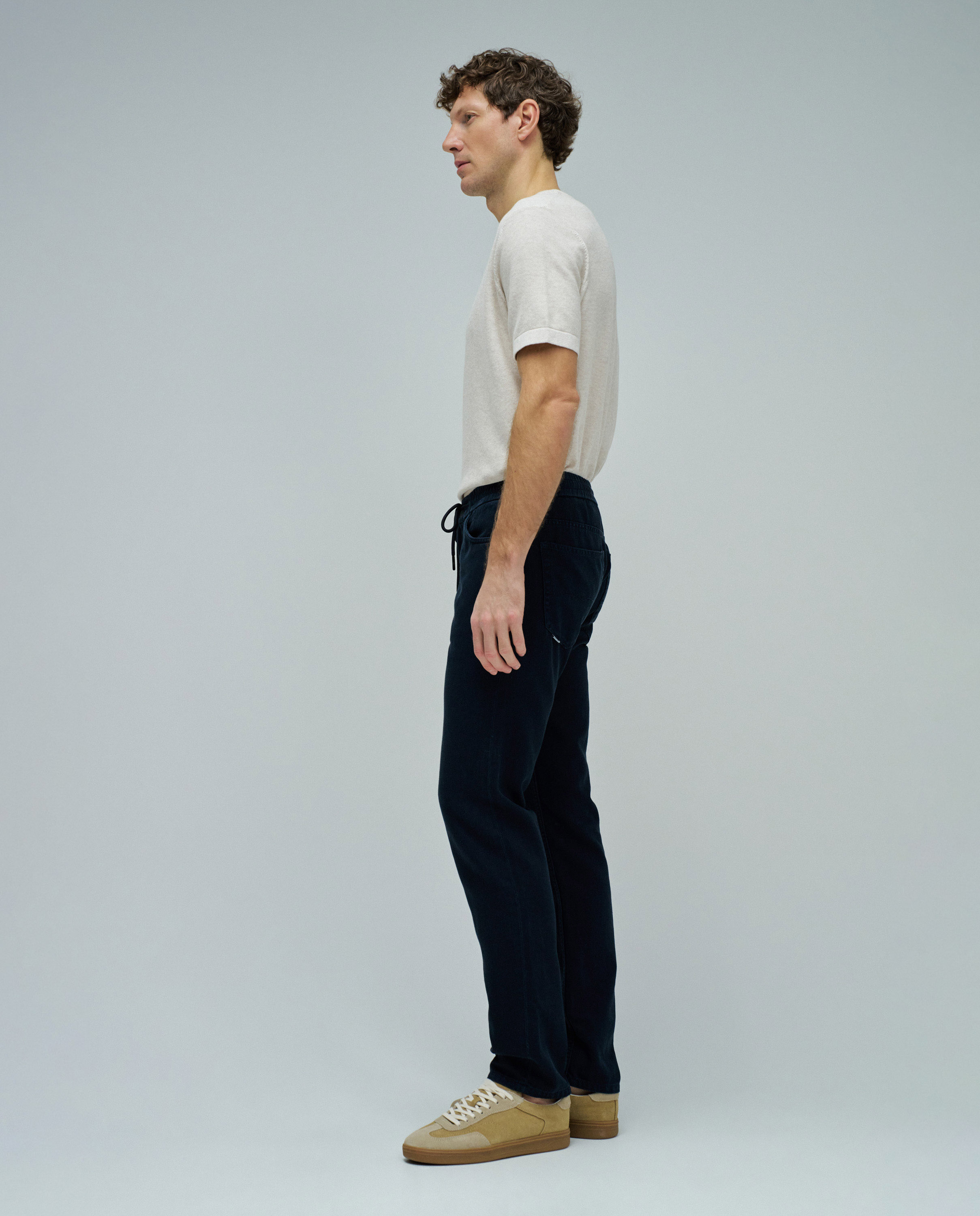 Jeans Relaxed com Linho Azul-2
